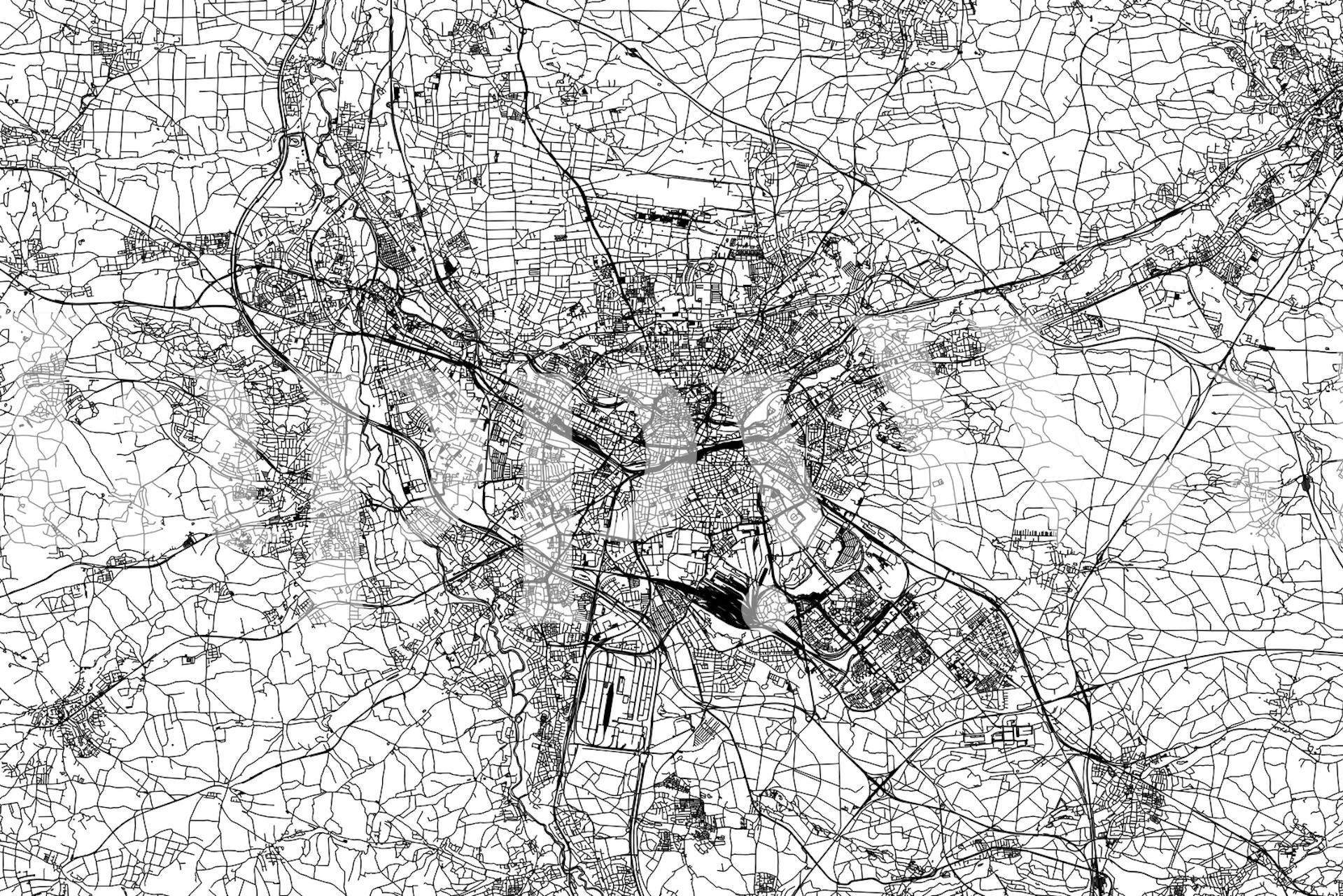 Nürnberg bykart-tapet i svart og hvitt