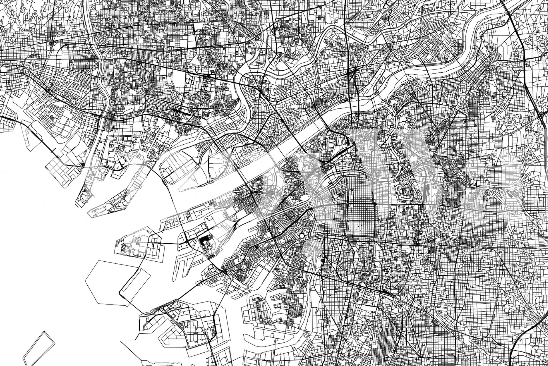 Papel tapiz Osaka Map en una habitación moderna