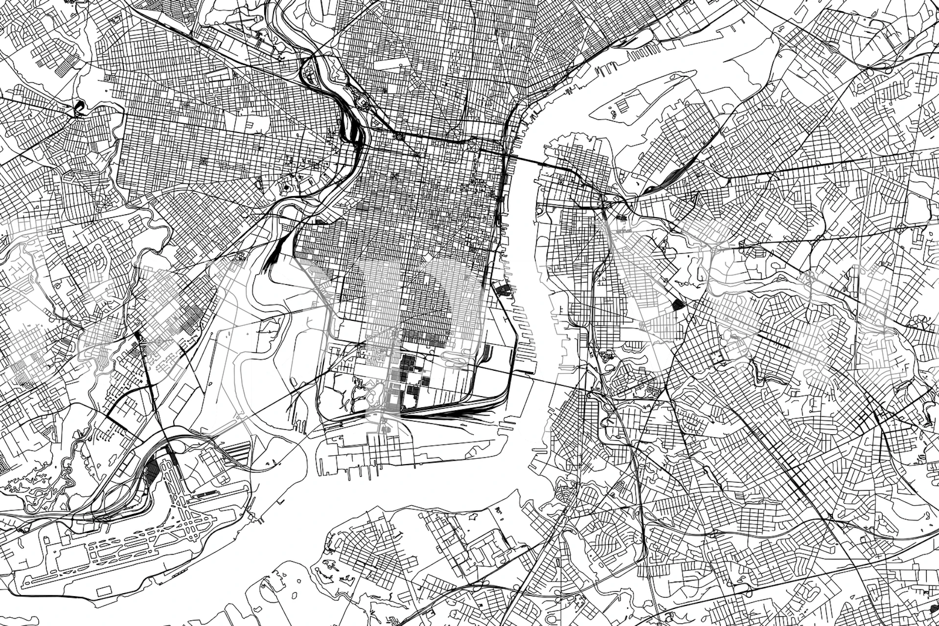 Papel pintado único Philadelphia Map con un intrincado diseño de mapa