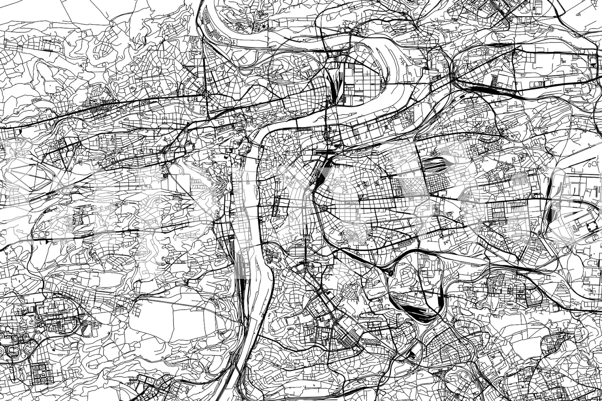 Papel de parede Prague Map exibido em um quarto