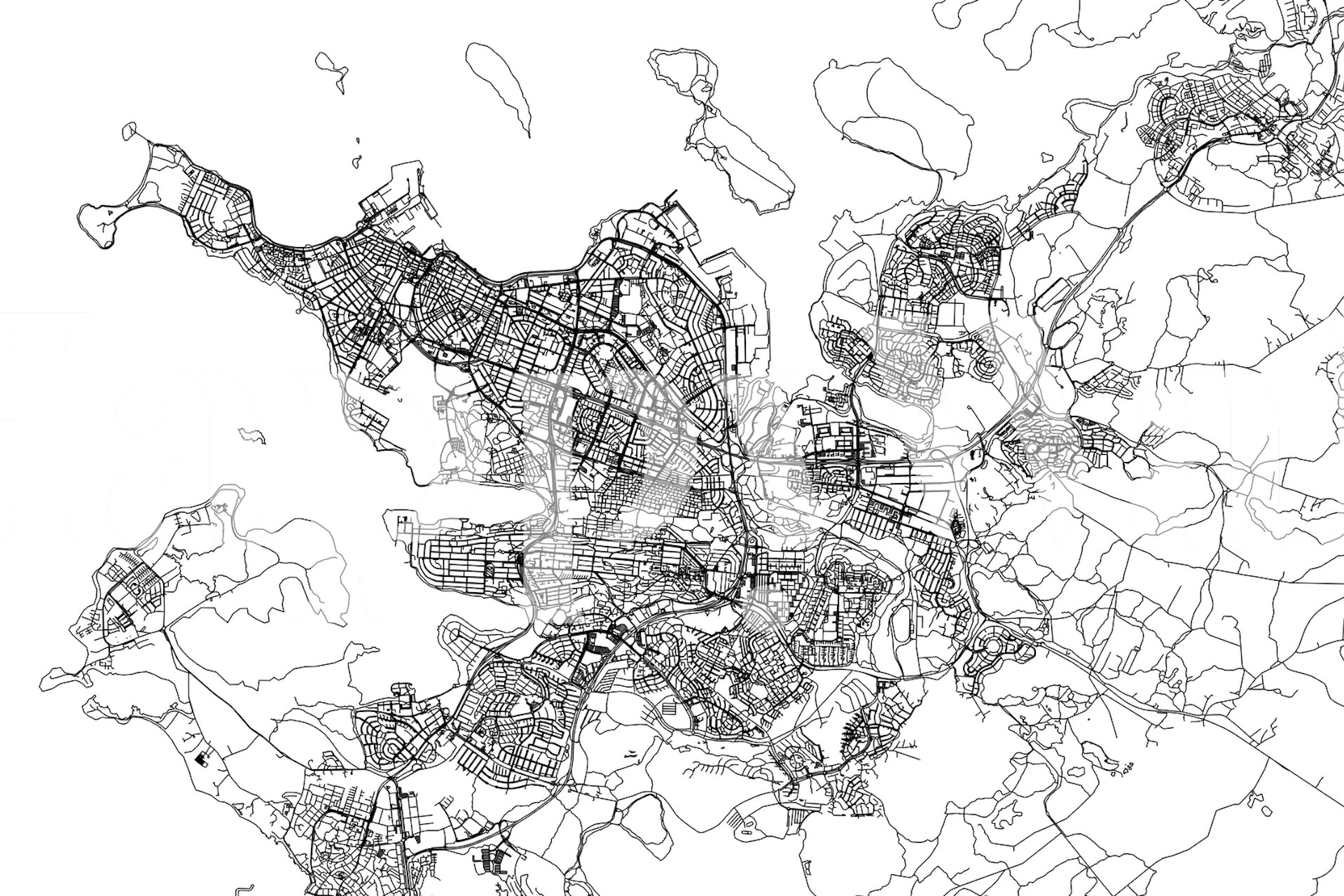 carta da parati Reykjavik Map in un ambiente