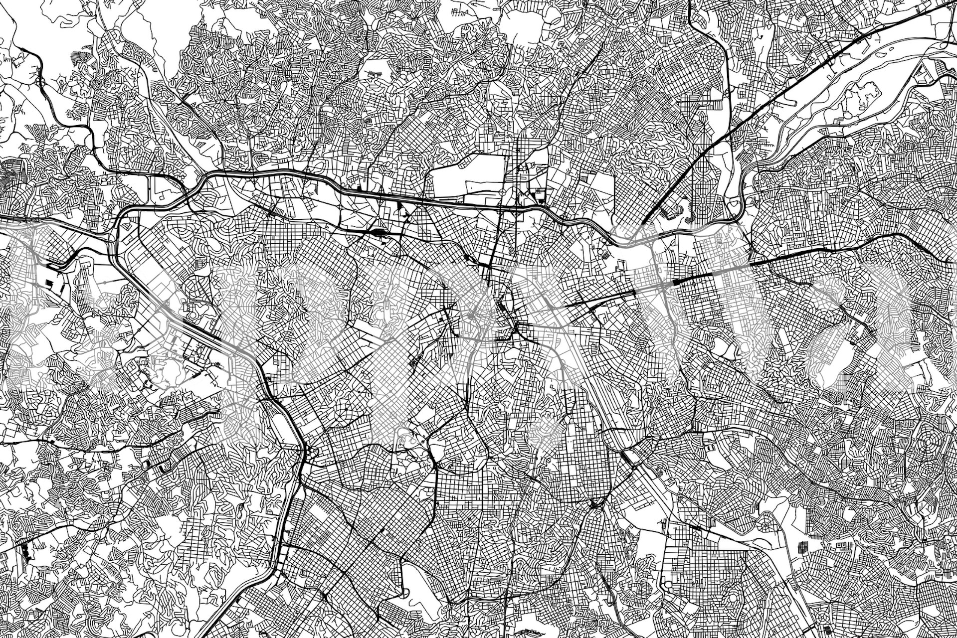 Detailed black and white map of Sao Paulo, Brazil wallpaper