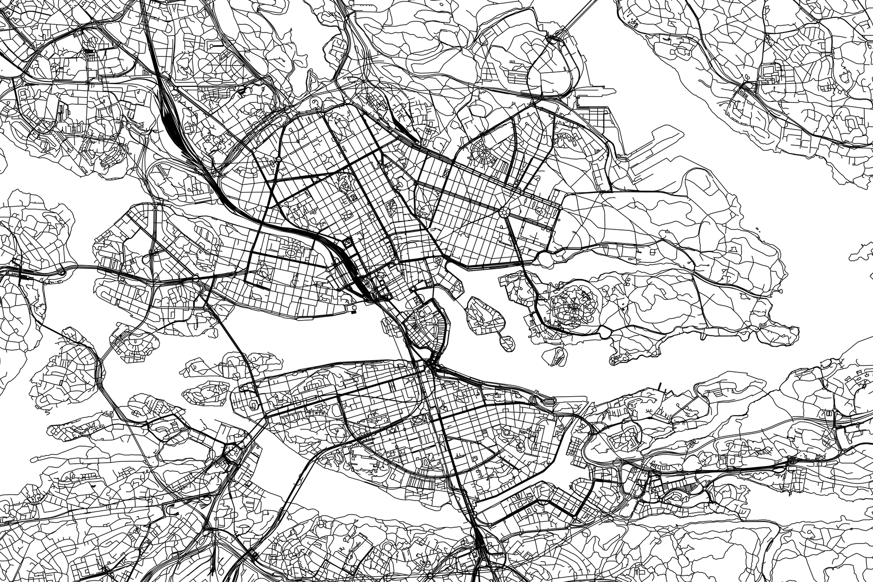 Detailed Map Of Stockholm Wallpaper - Unique Home Decor - Happywall