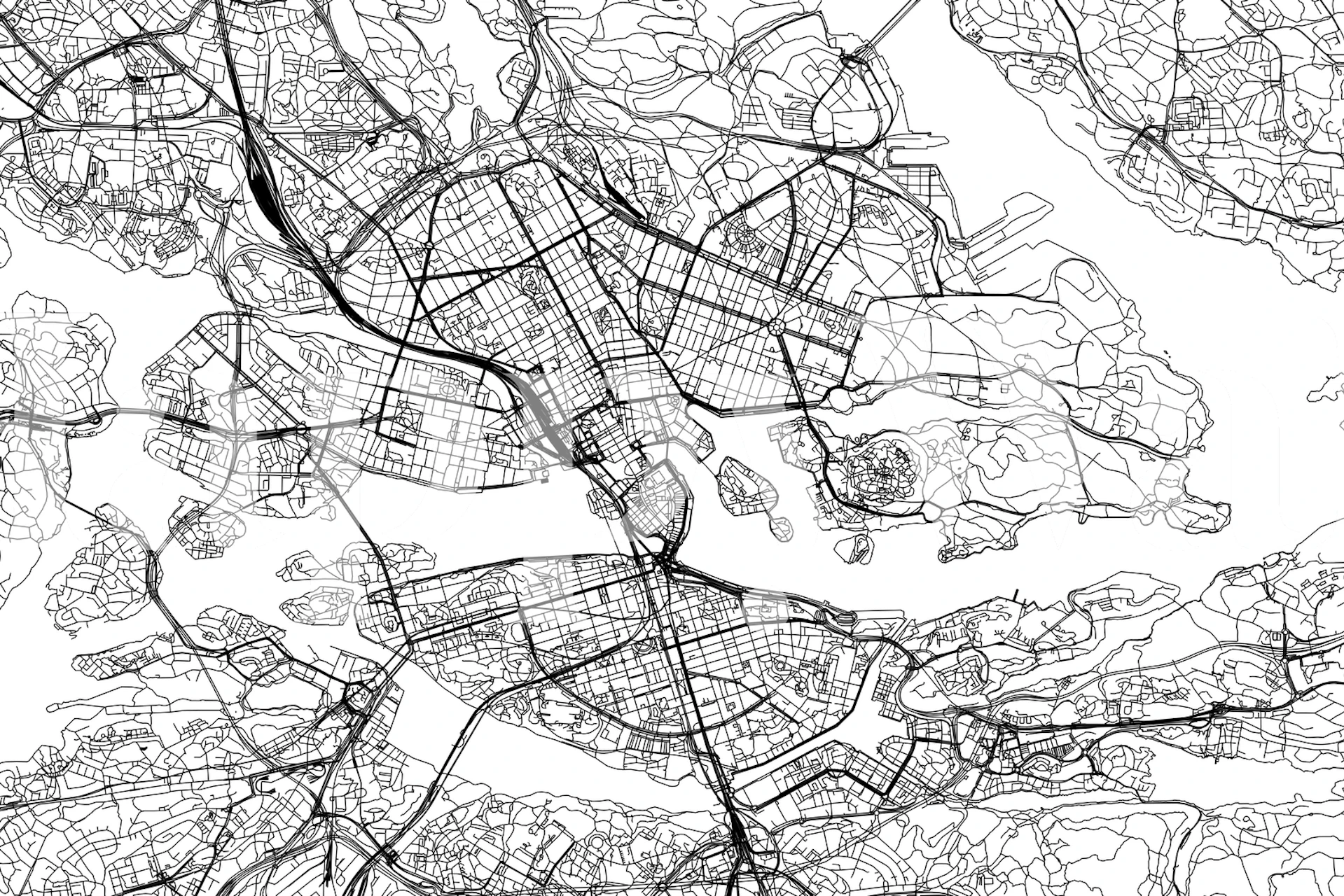 High-quality Wallpaper of Detailed Stockholm Map