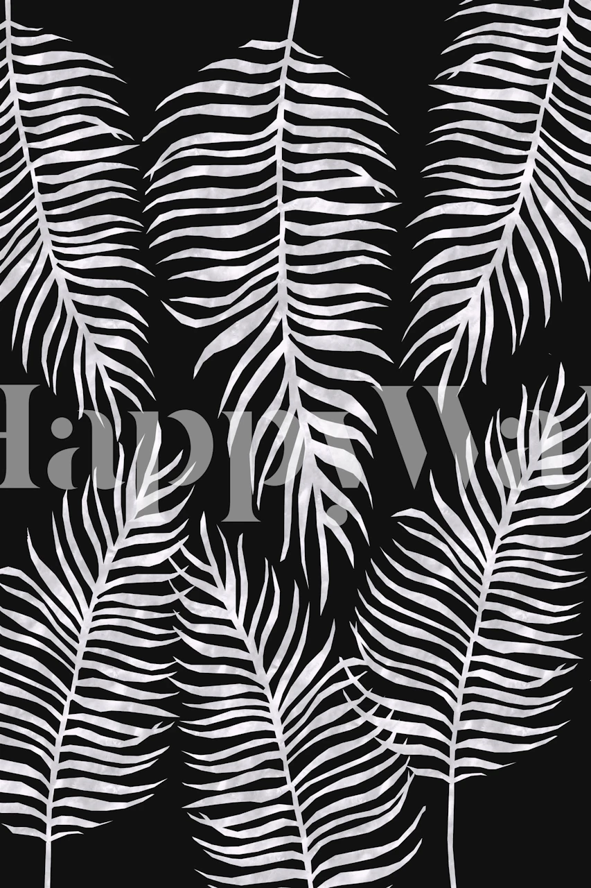 Black and white fern pattern wall mural
