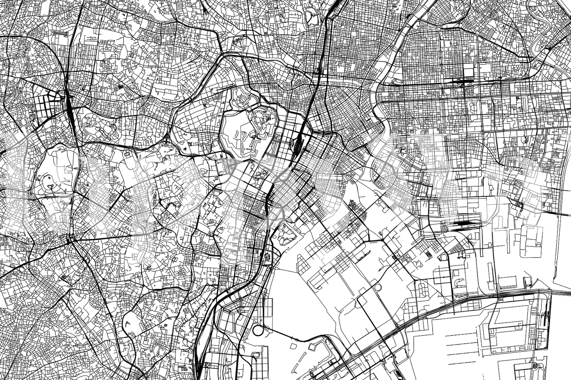 Högupplöst Tokyo Map väggmålning tapet