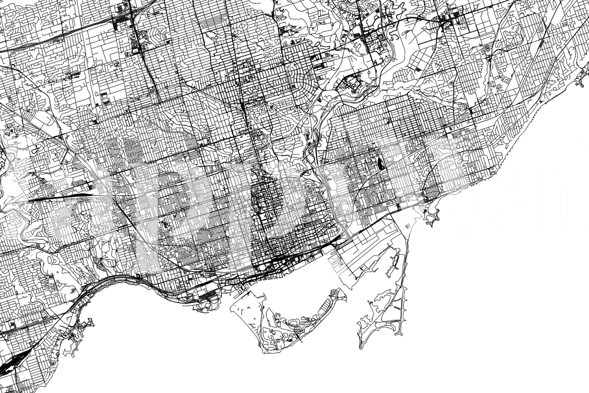 Mural de papel de parede Toronto Map altamente detalhado