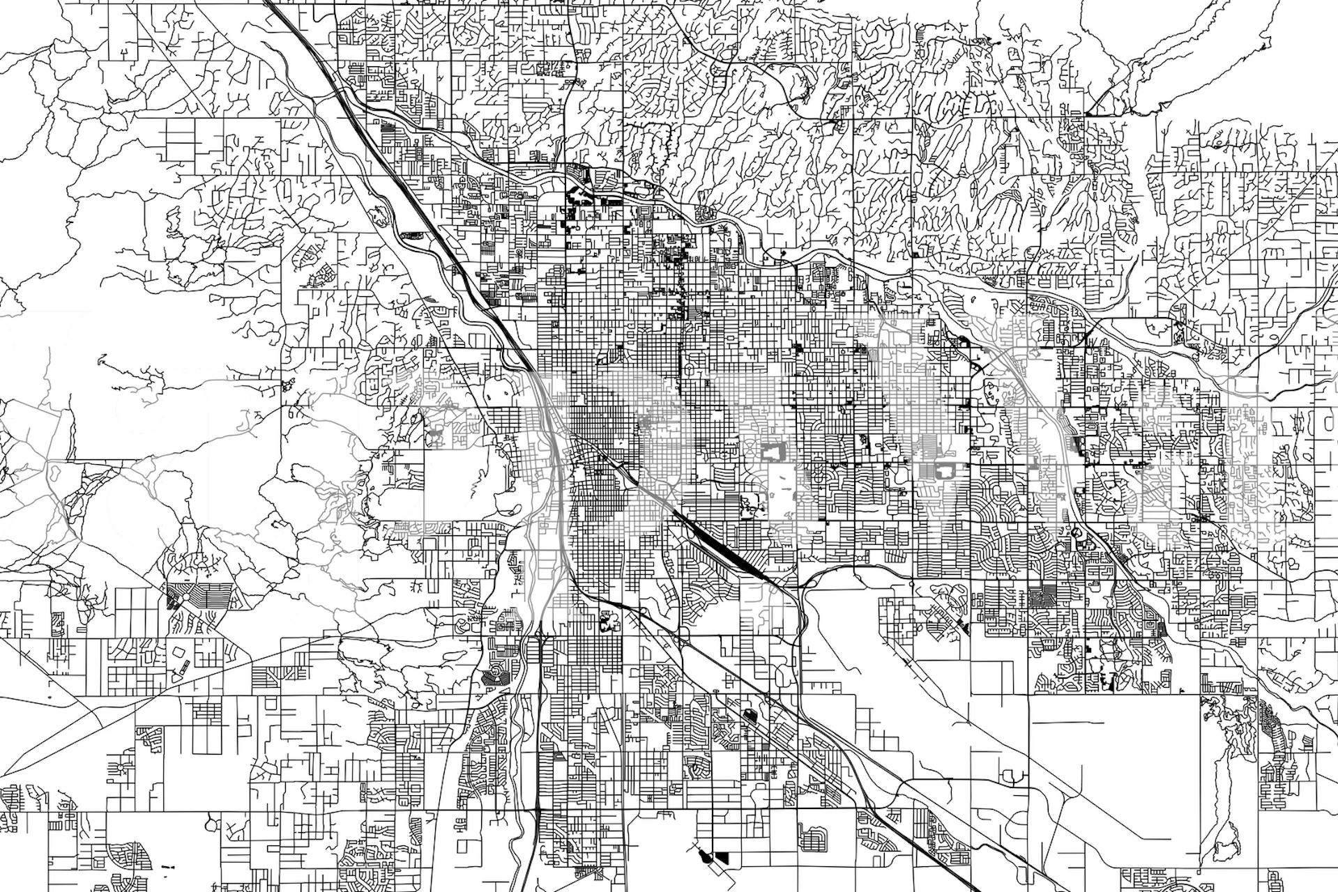 Tucson map in black and white with detailed street patterns wallpaper