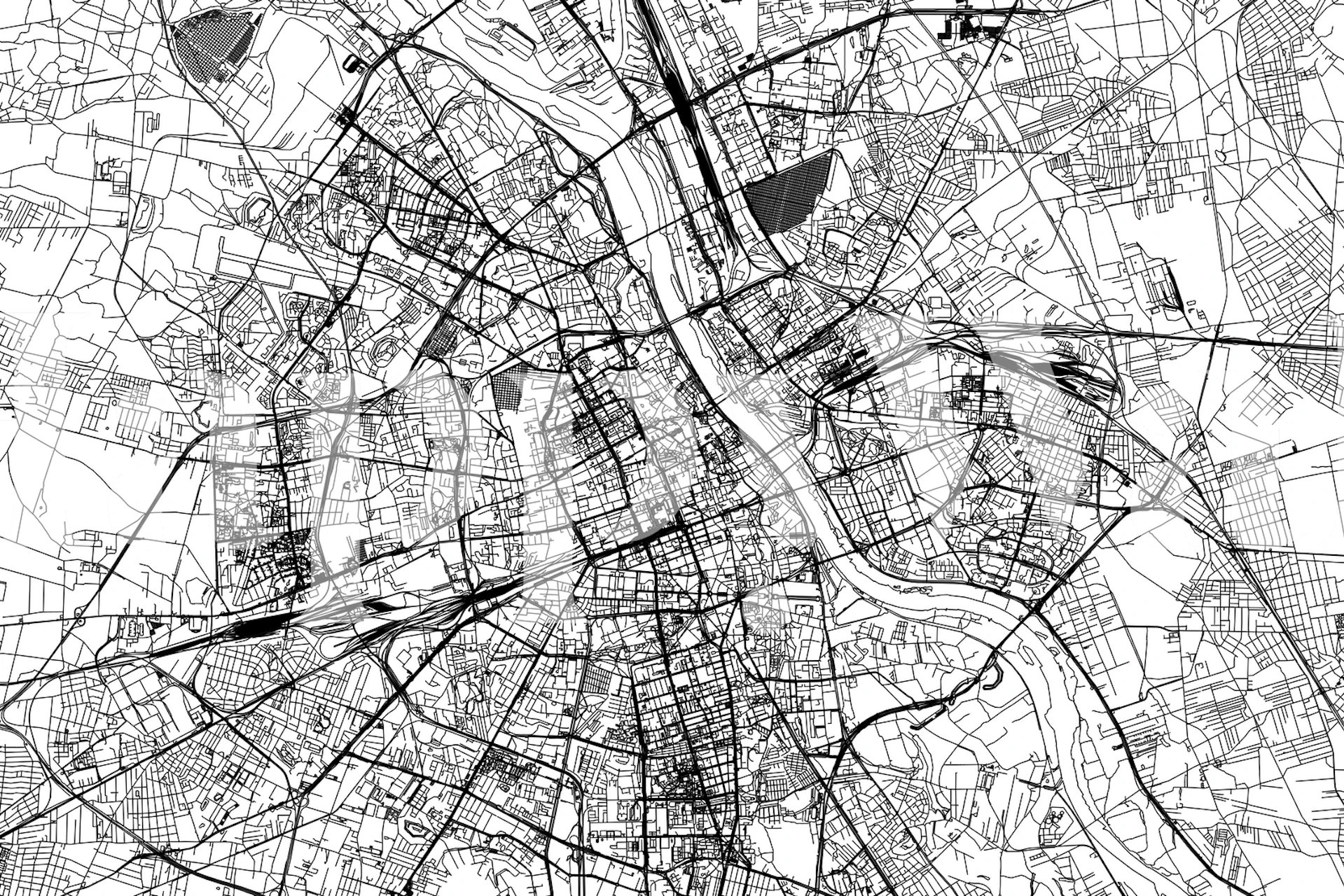 Warsaw map wallpaper displayed in a room