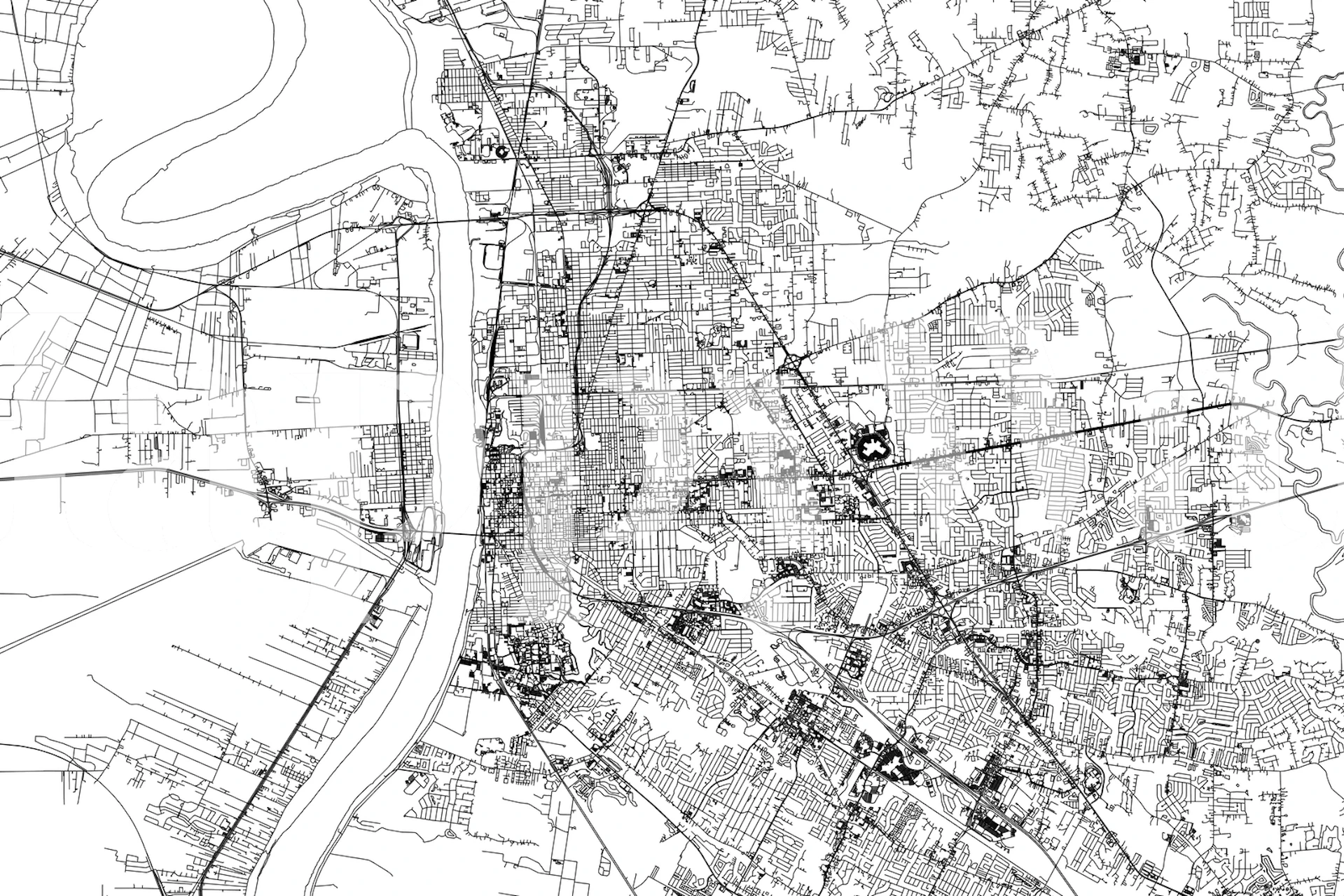 Papier peint détaillé affichant la Baton Rouge Map