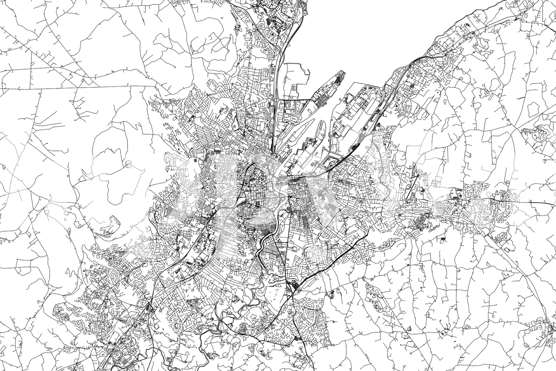 Belfast city map design in black and white wallpaper