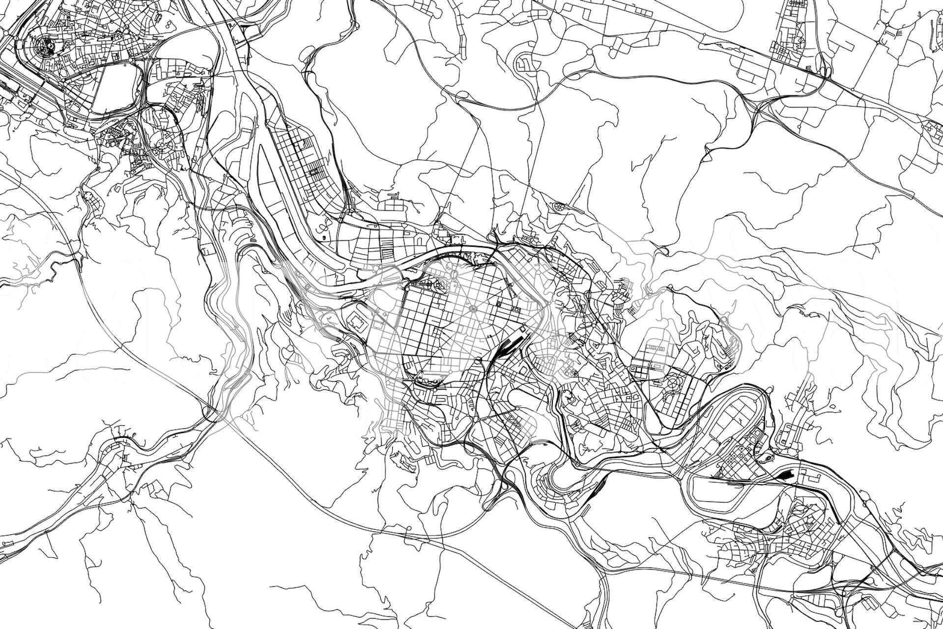 Bilbao map wallpaper displayed in a room