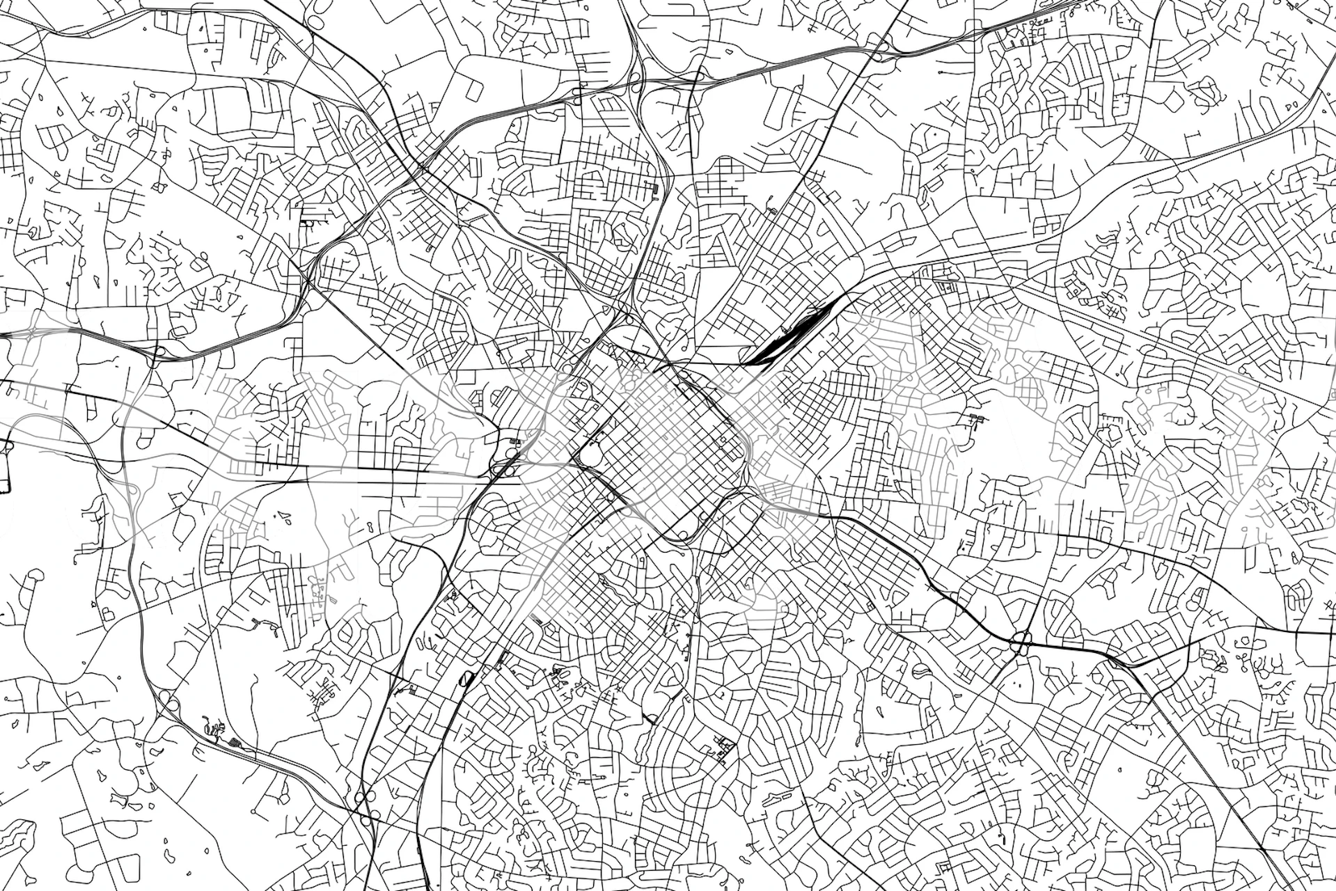 Detailed view of Charlotte, NC map wallpaper by Happywall