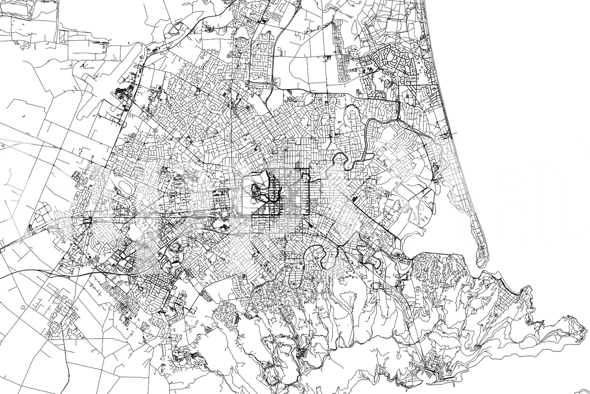 Carta da parati intricatamente dettagliata Christchurch Map per le tue pareti