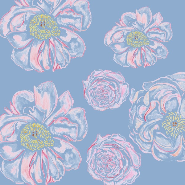 Abstract Flowers Blue