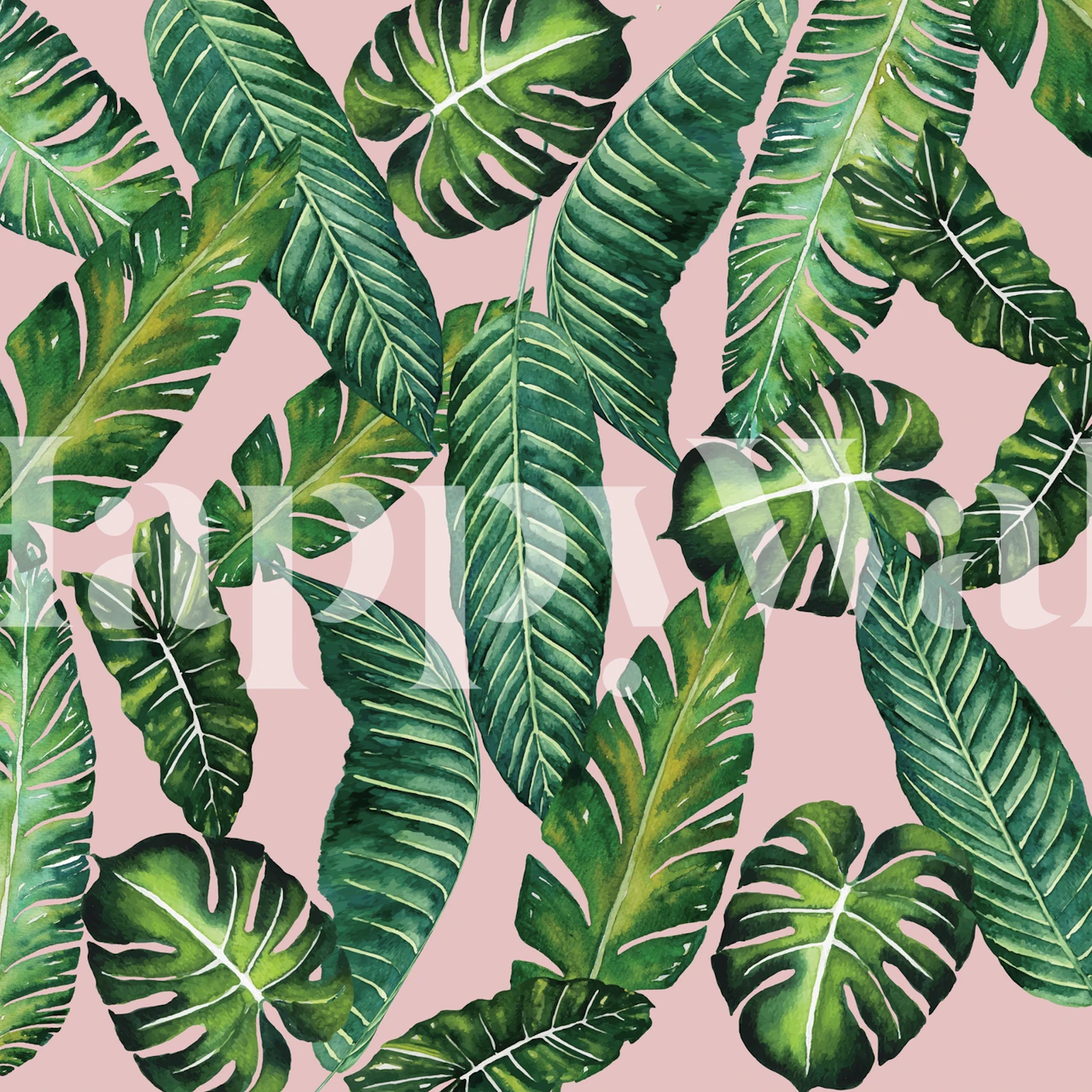 Jungle Leaves Banana 2 Pink tapeta v pokoji