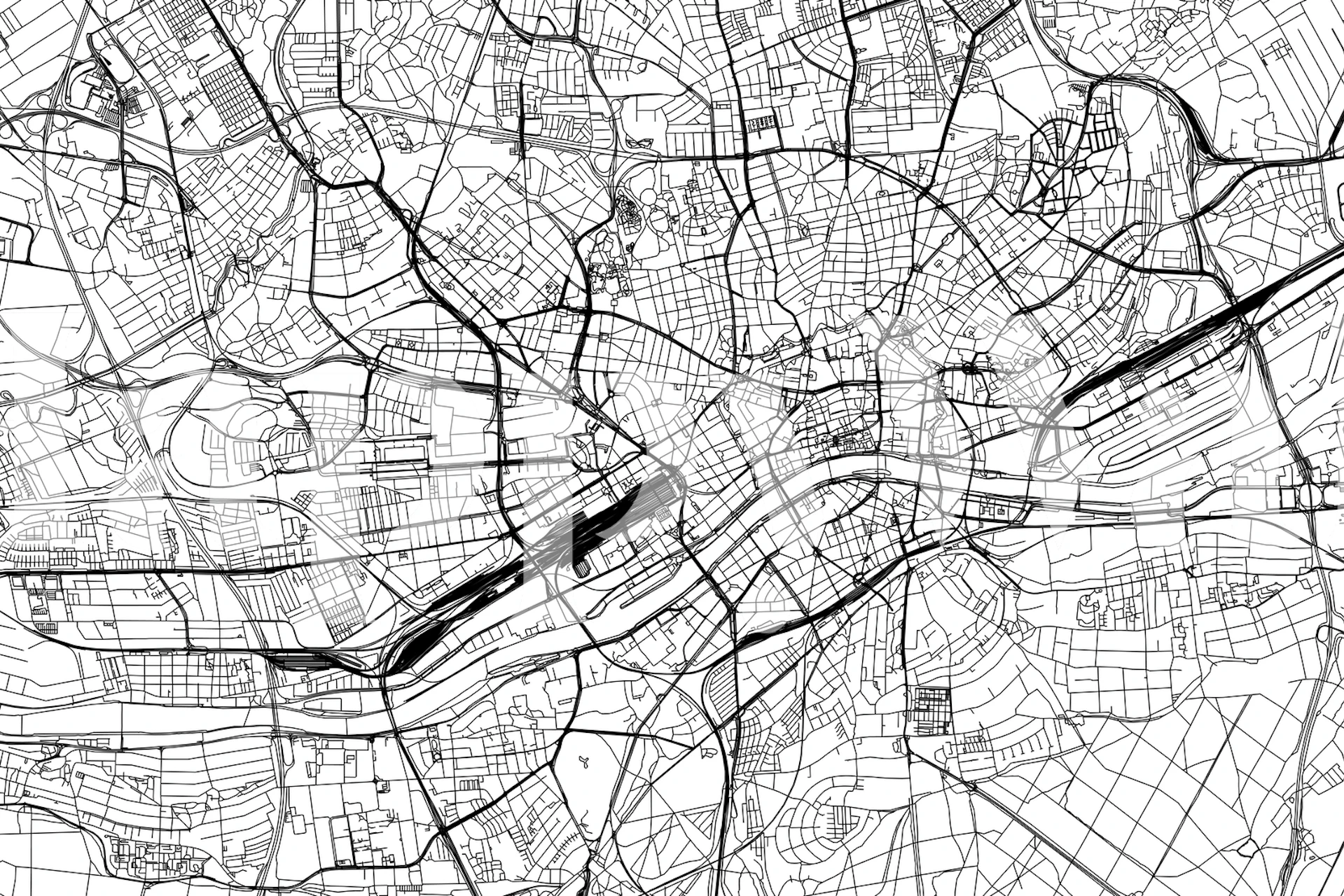 Fond d'écran Frankfurt Map affiché dans une pièce