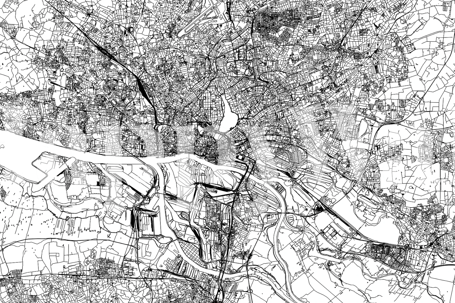 Hamburg Map wallpaper in a modern room