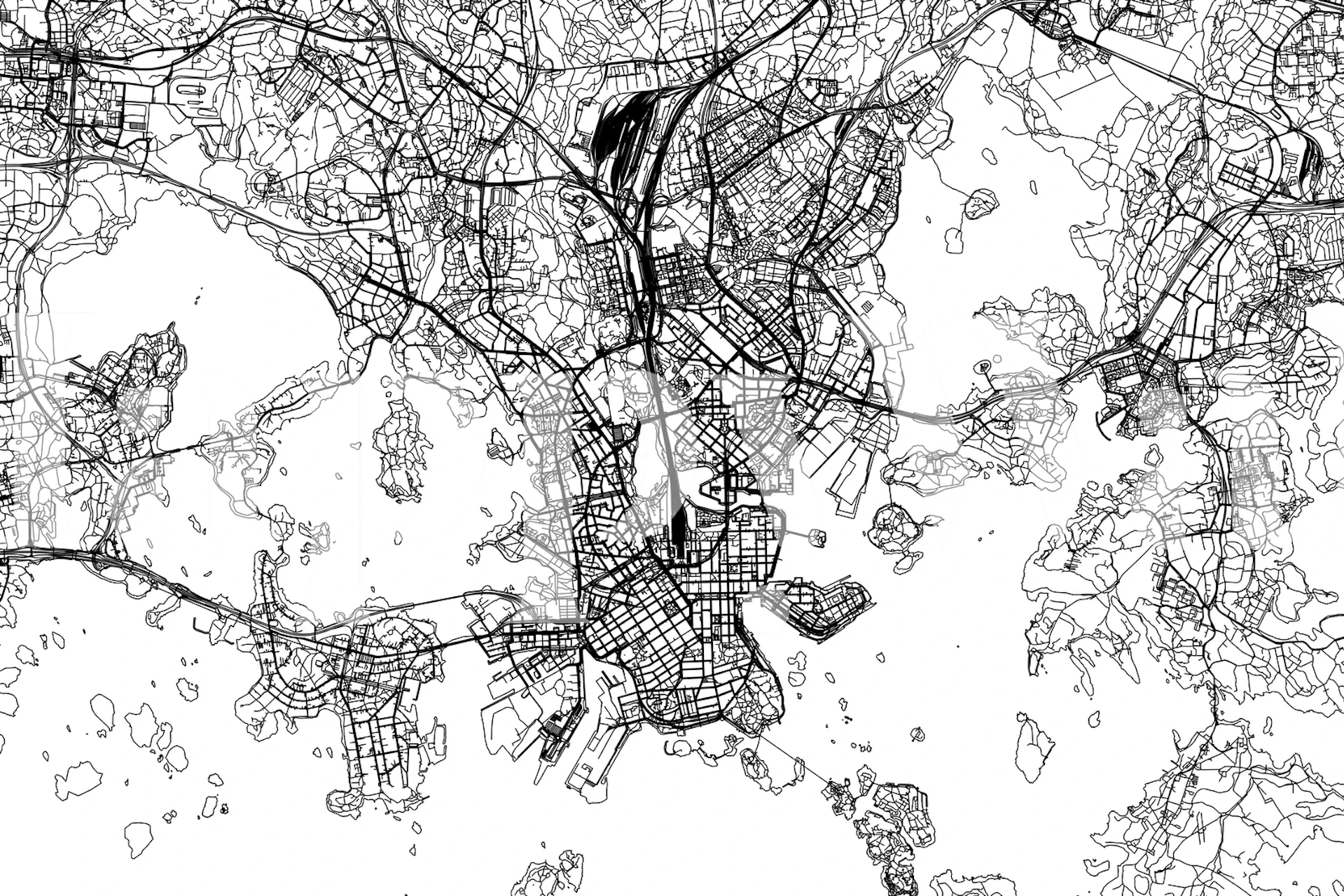 Sophisticated design of Helsinki map wall mural