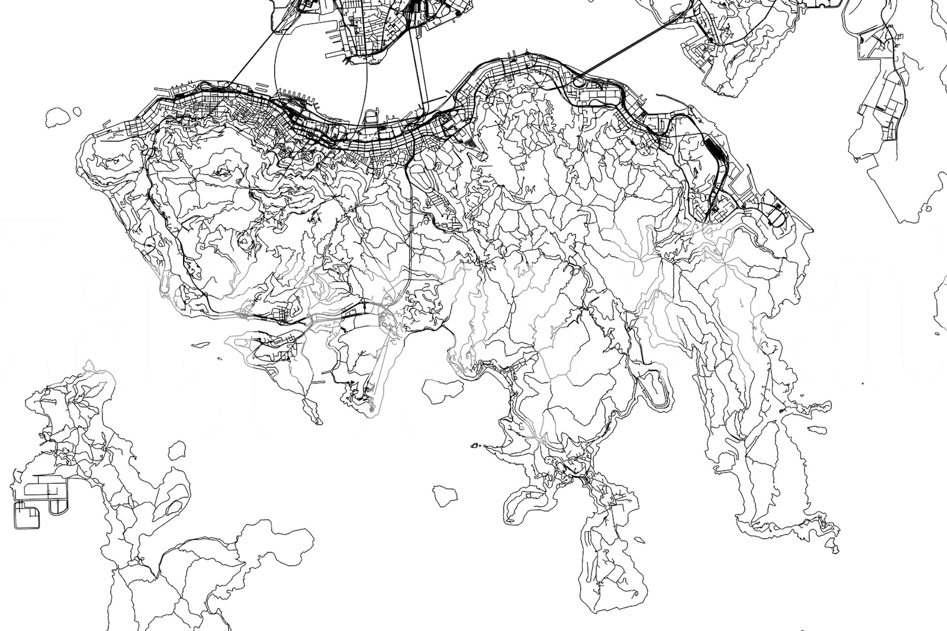 Intrikat Hong Kong Map väggdesign