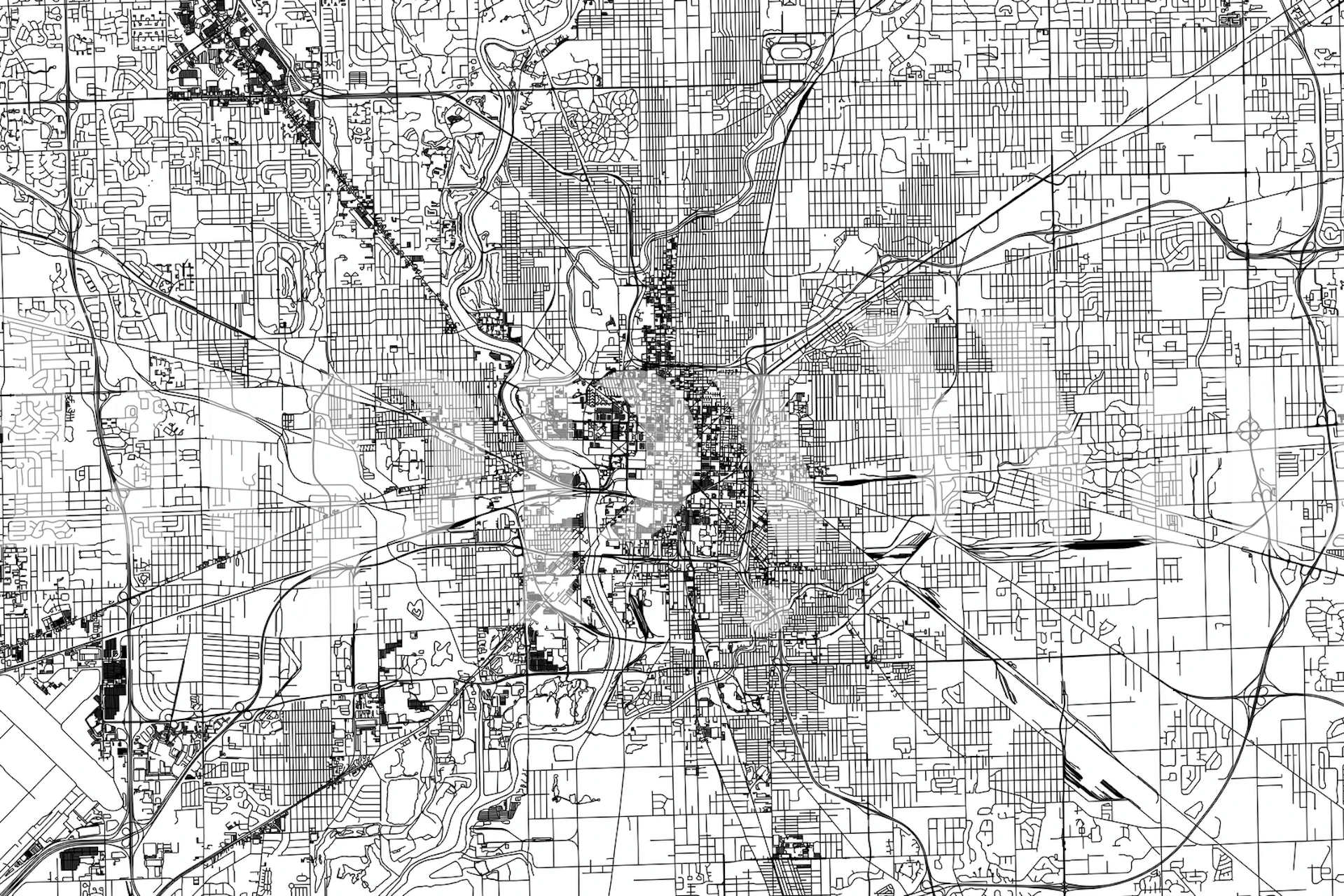 Black and white map of Indianapolis wallpaper