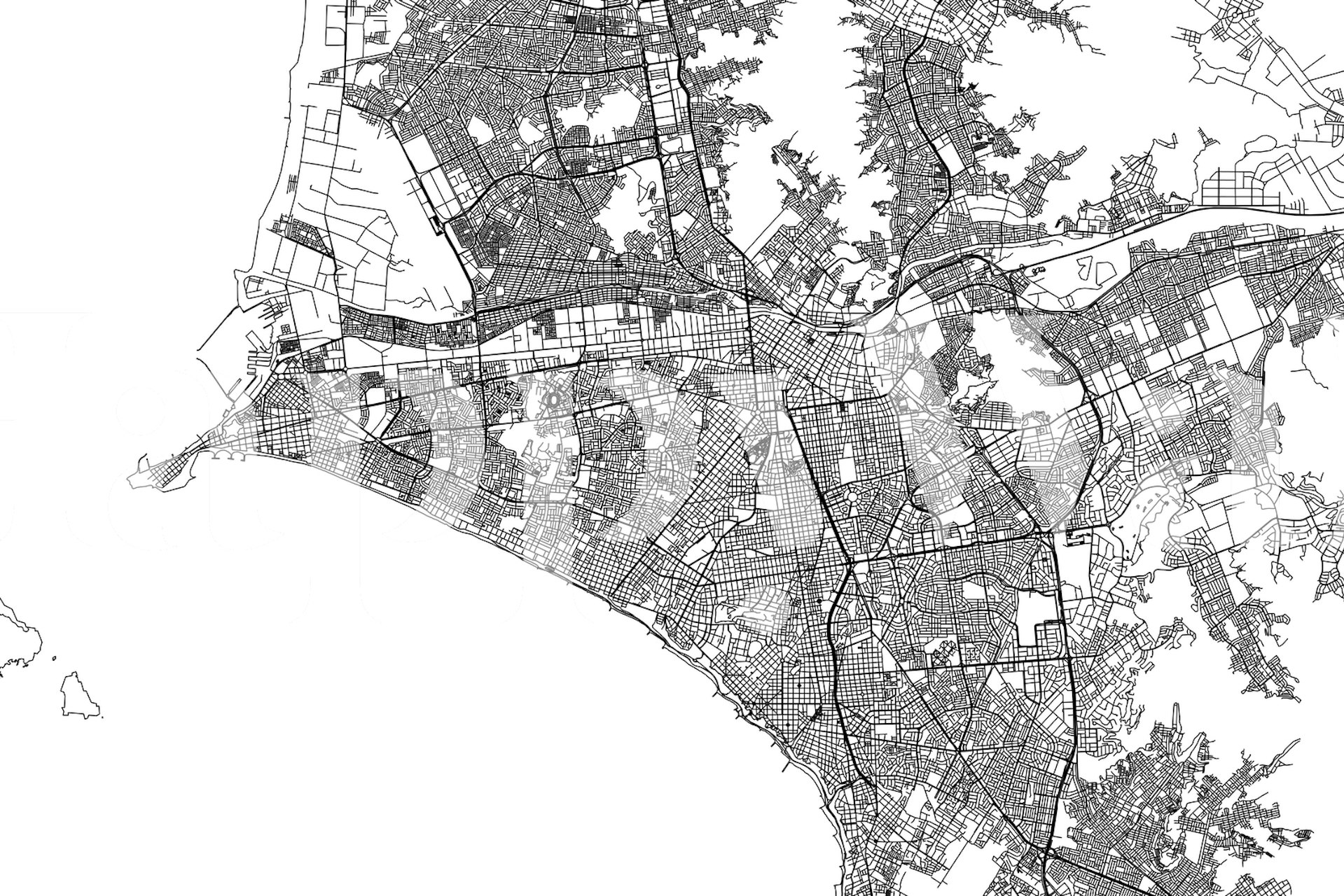 Lima city map in black and white wallpaper