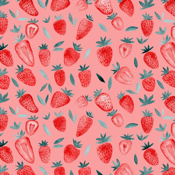 Watercolor strawberries pink