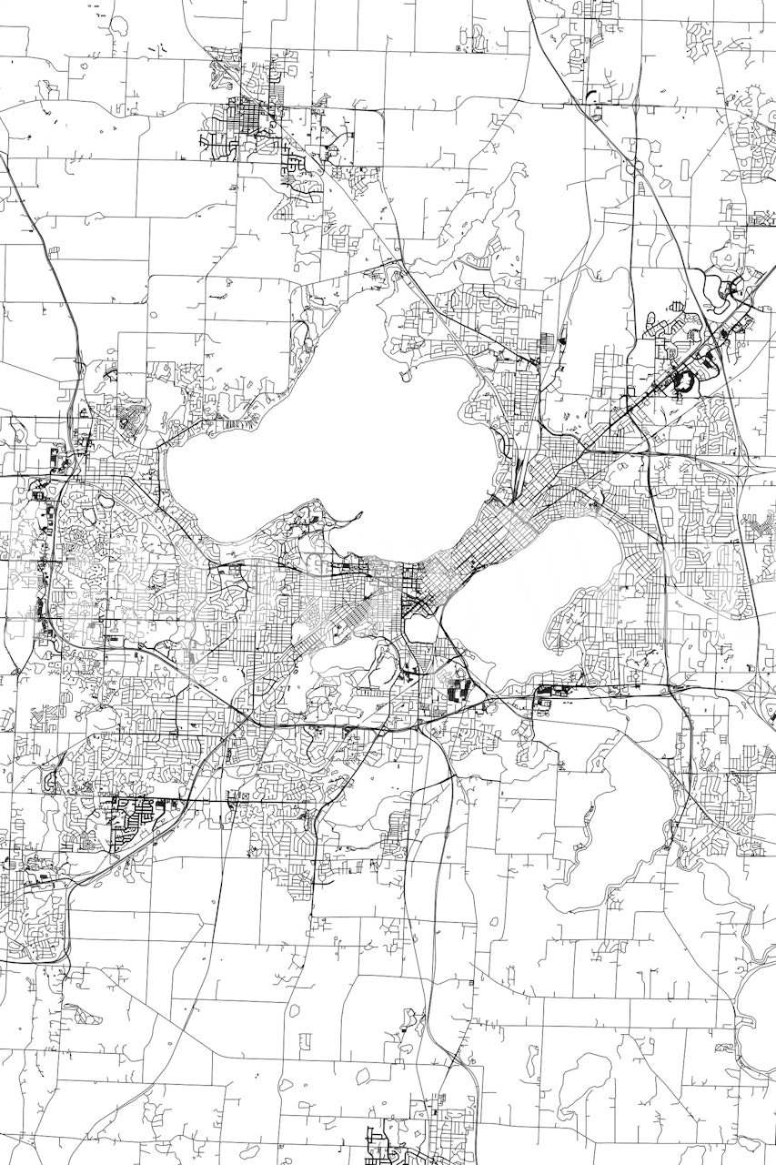 Madison Map Portrait Tapete in einem Raum angezeigt