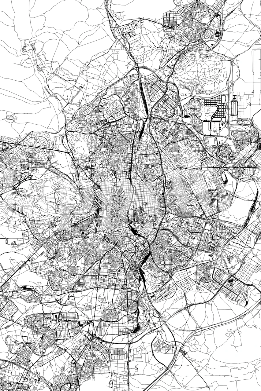 Papier peint Madrid Map Portrait dans une pièce