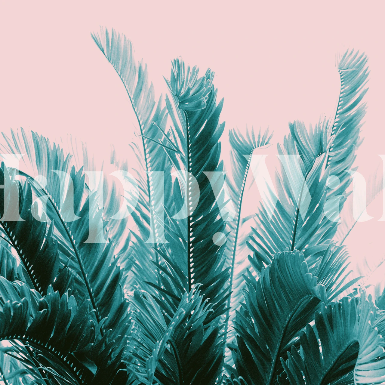 Mural de parede de folhas tropicais com folhagem verde serena