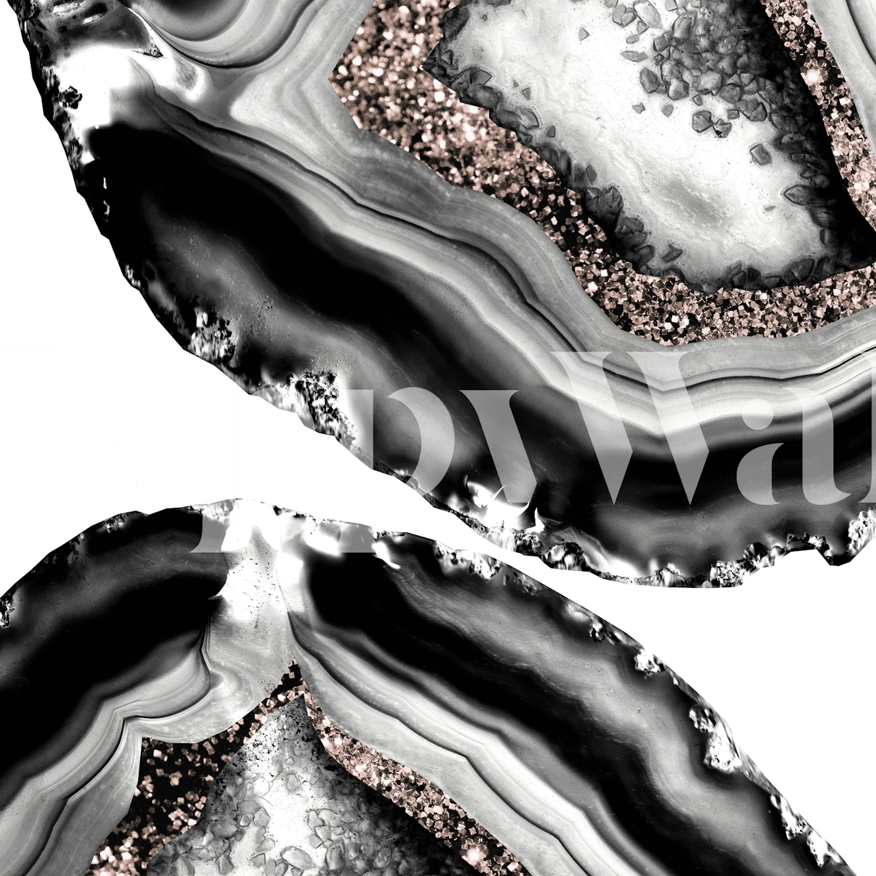 Agate-inspired wallpaper with rose gold accents