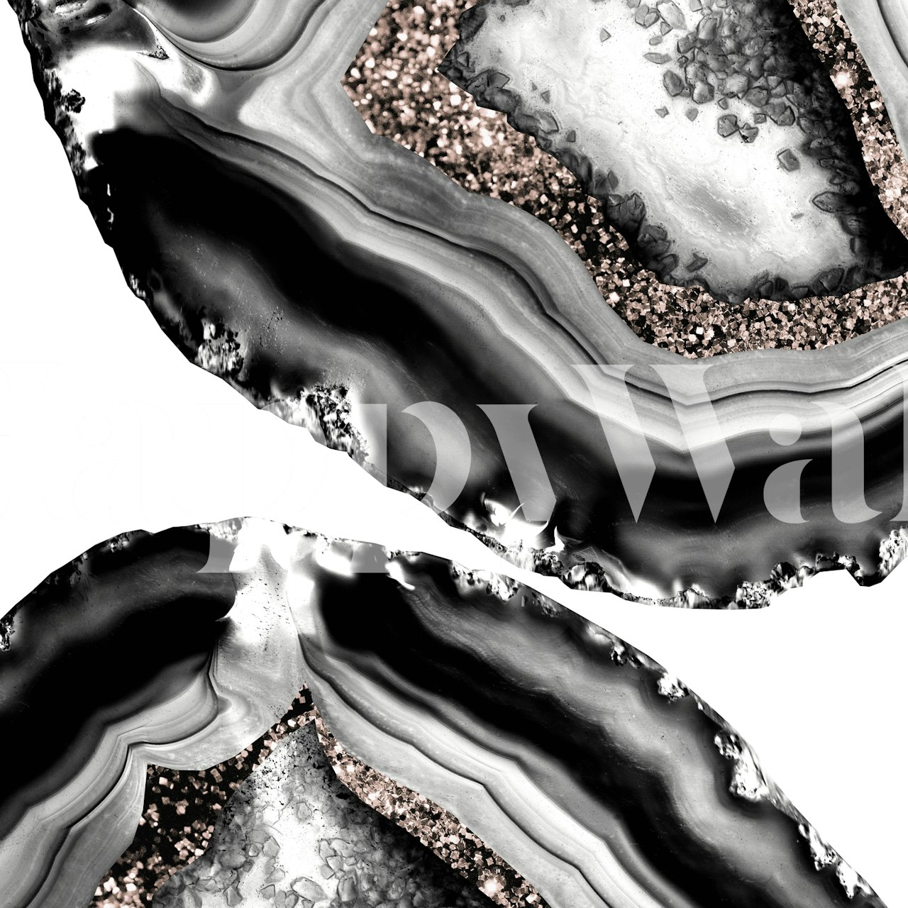 Agate-inspired tapet med roséguld accenter