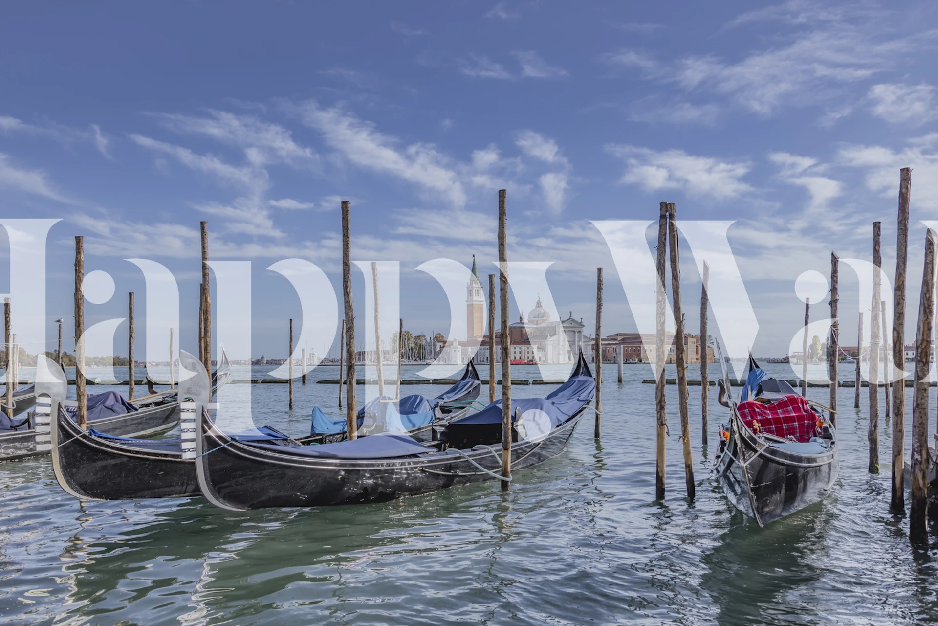 Venice gondolas tapetti esillä huoneessa