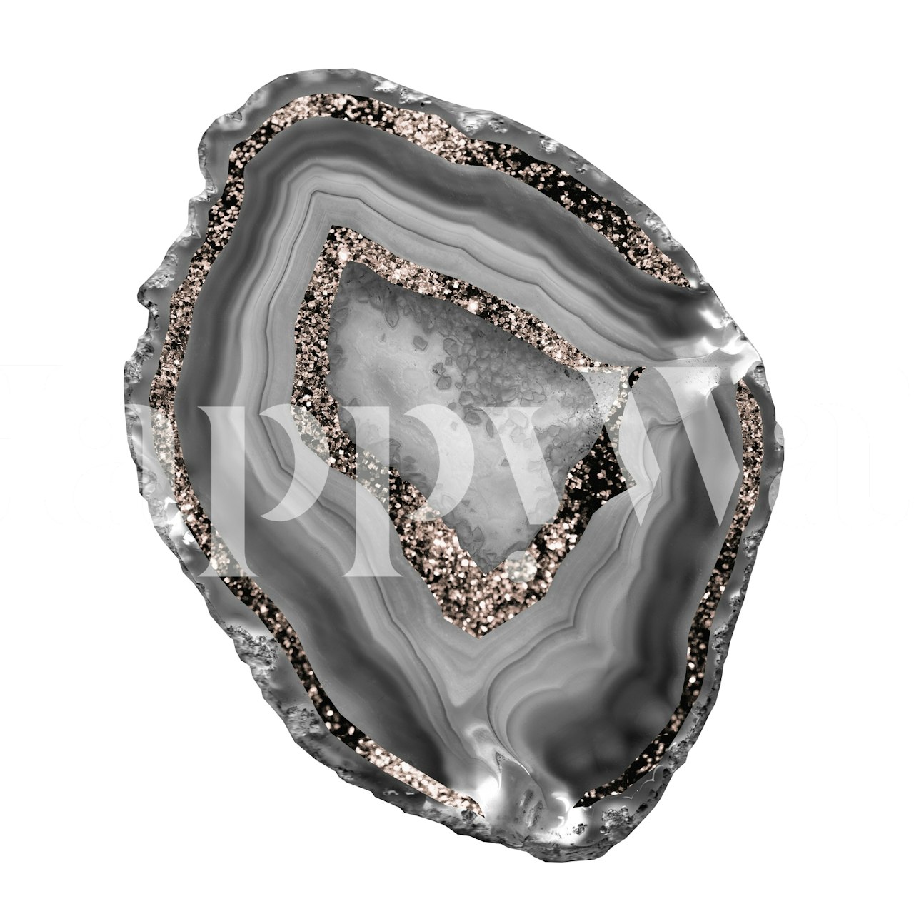 Gray agate stone with rose gold glitter accents wallpaper