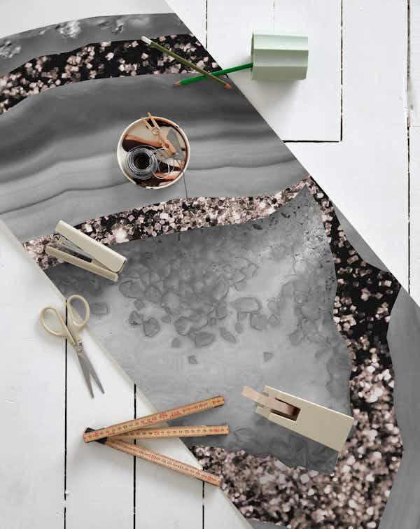 Gray Agate Rose Gold Glitter 1 wallpaper roll