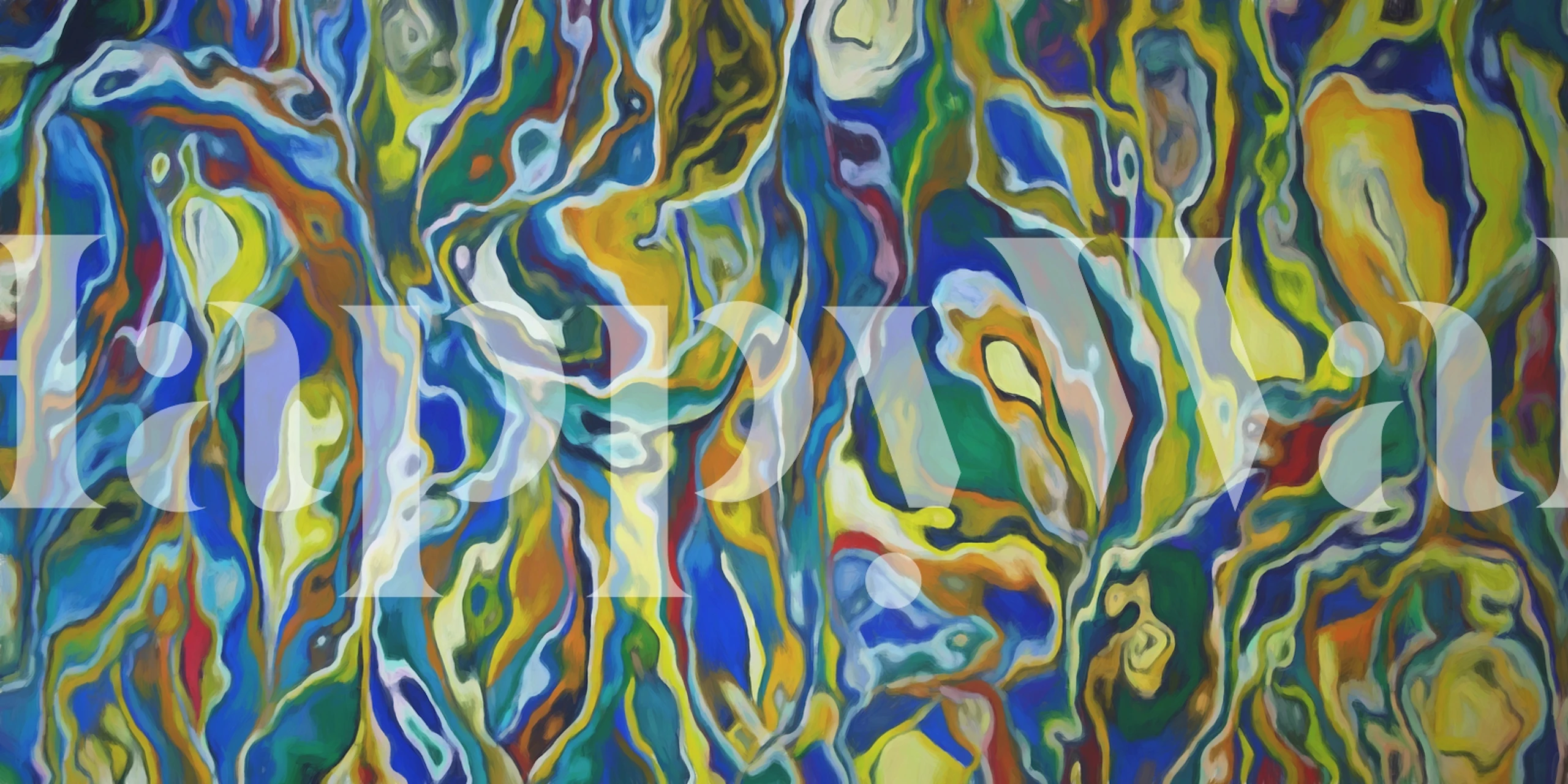 Dancing Shapes colorful wallpaper in a room