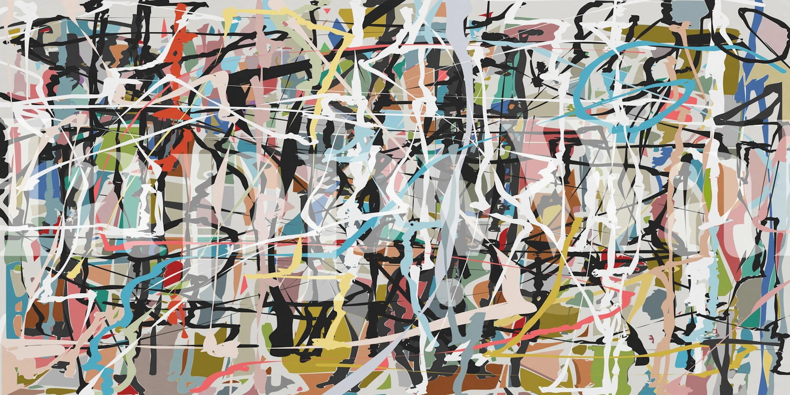 Colorful abstract expressionist wallpaper with bold strokes and lines.