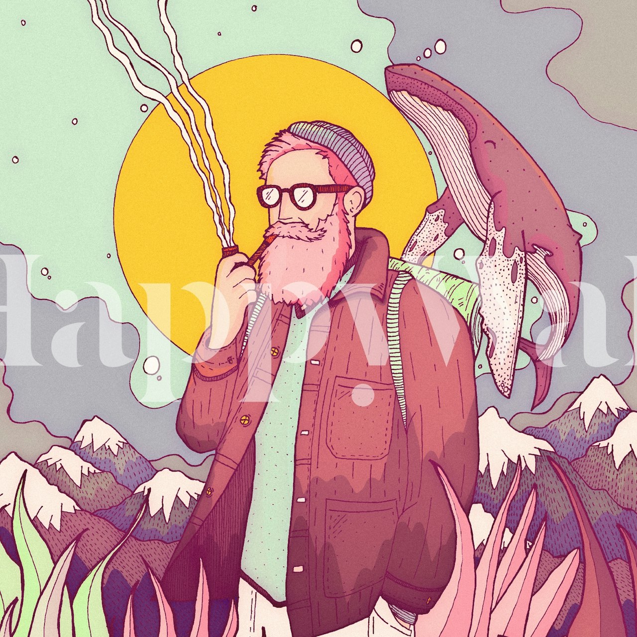 The man and the whale Tapetdesign in einem Raum