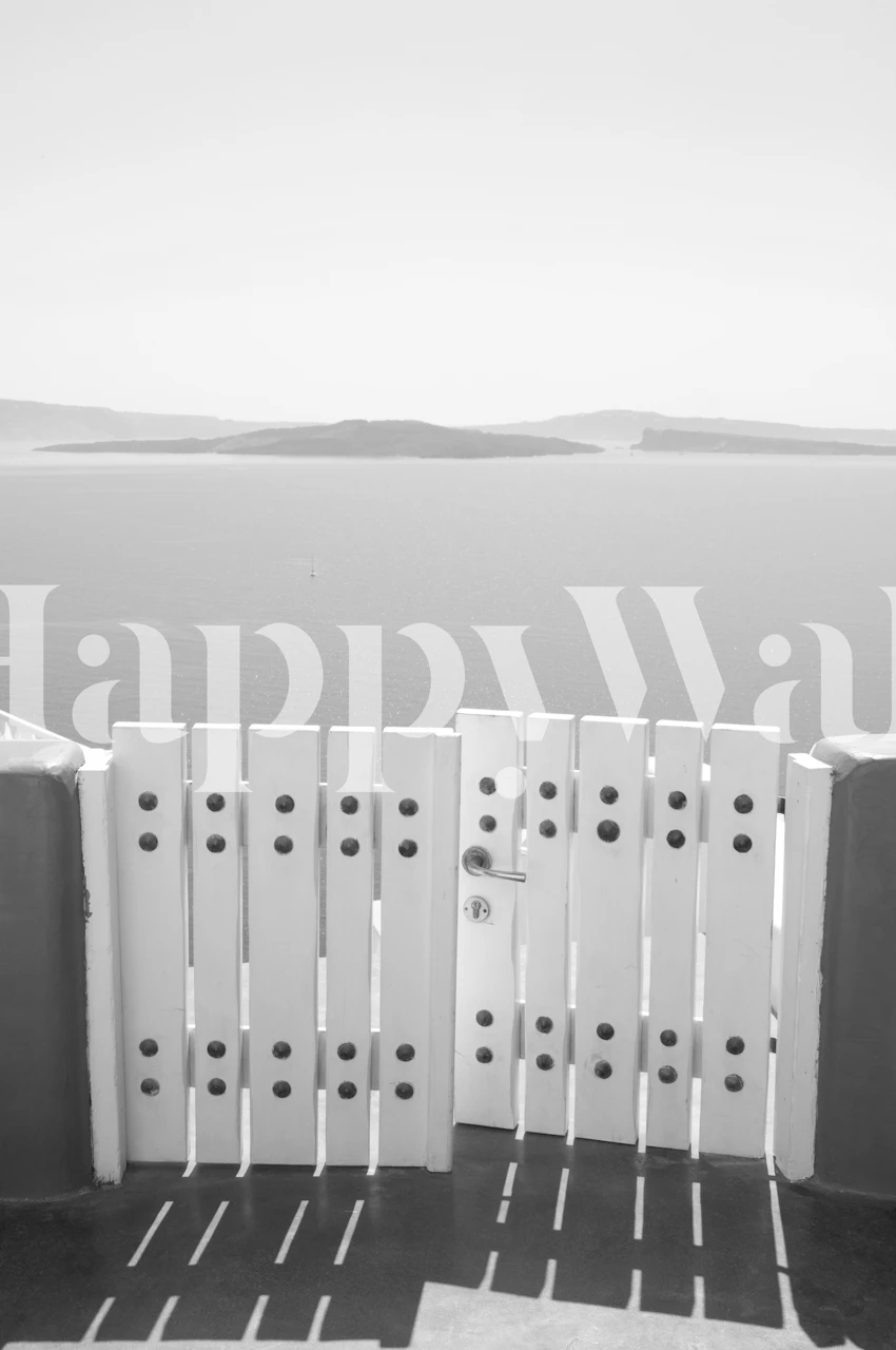 Black and white wallpaper of Santorini view