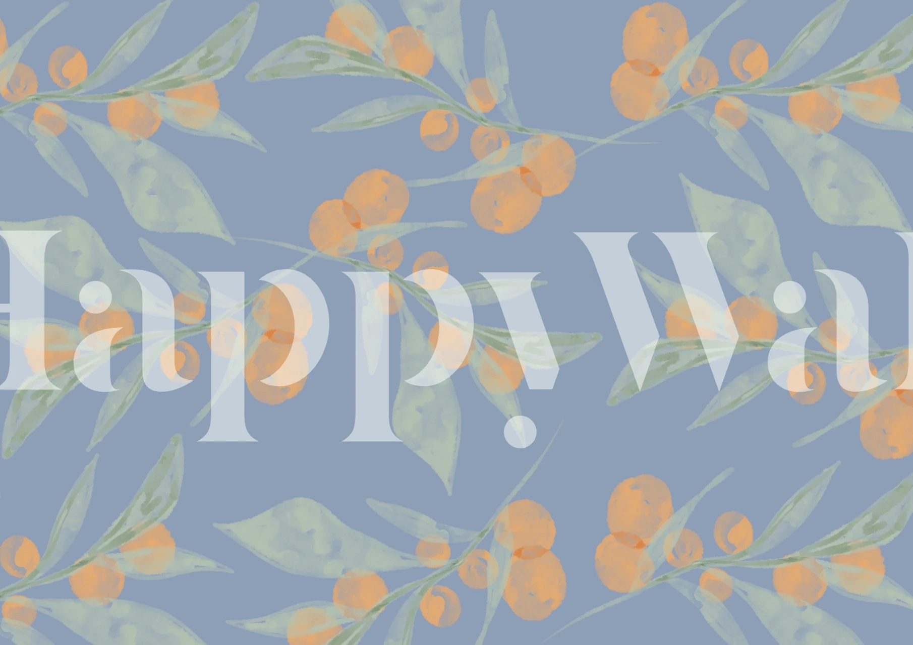 Clementine Wallpaper pattern with fruits and leaves