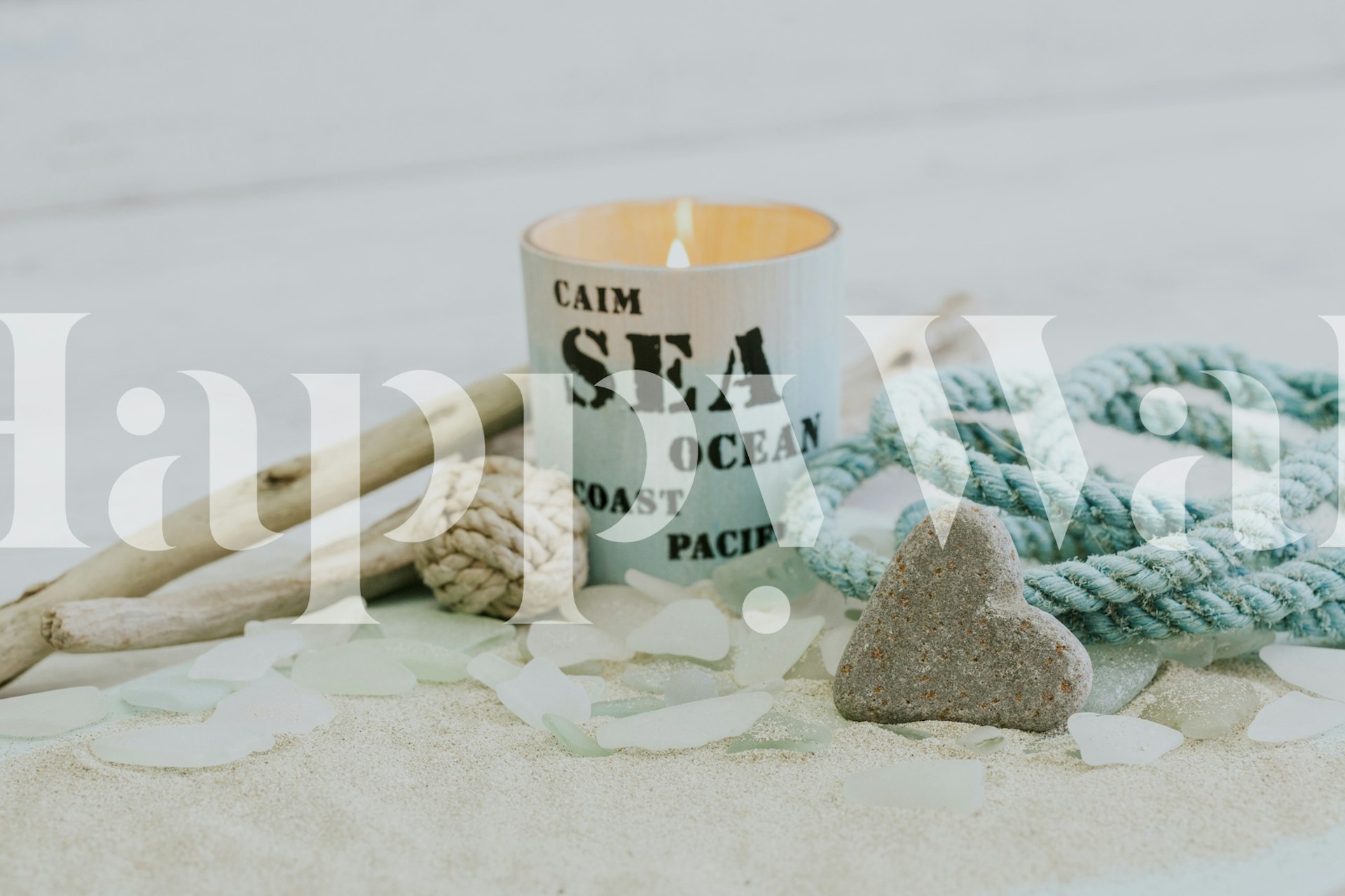 Beach-themed wallpaper in a room setting