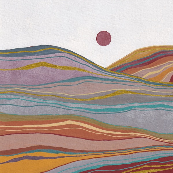 Retro rainbow landscape