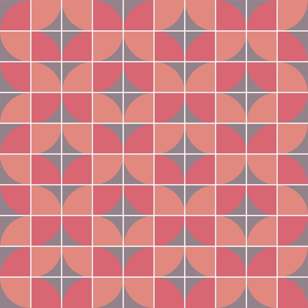 Coral Pink Quarter Circle Grid