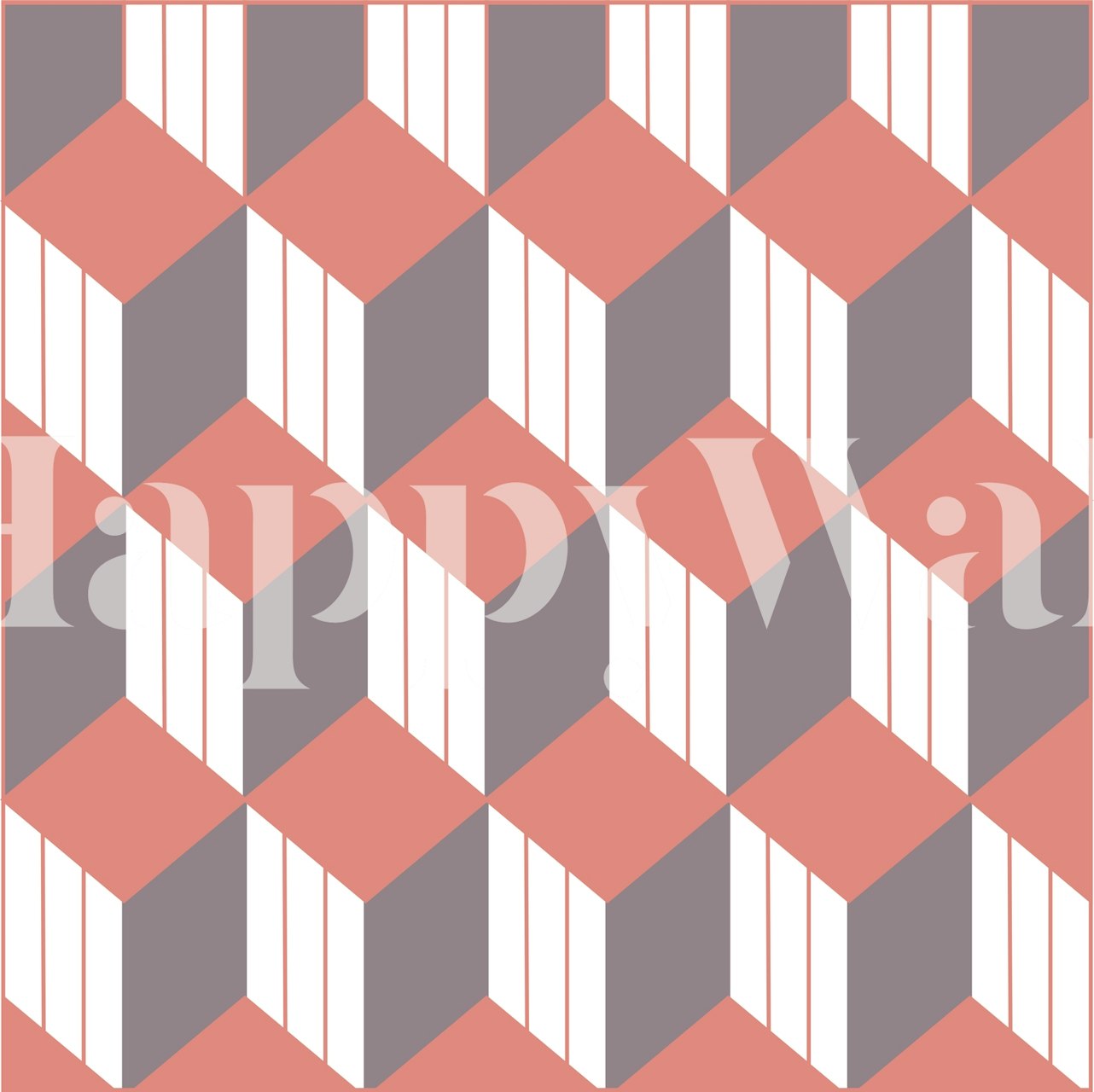 3D Ash Grey Cube Illusion wallpaper in a room