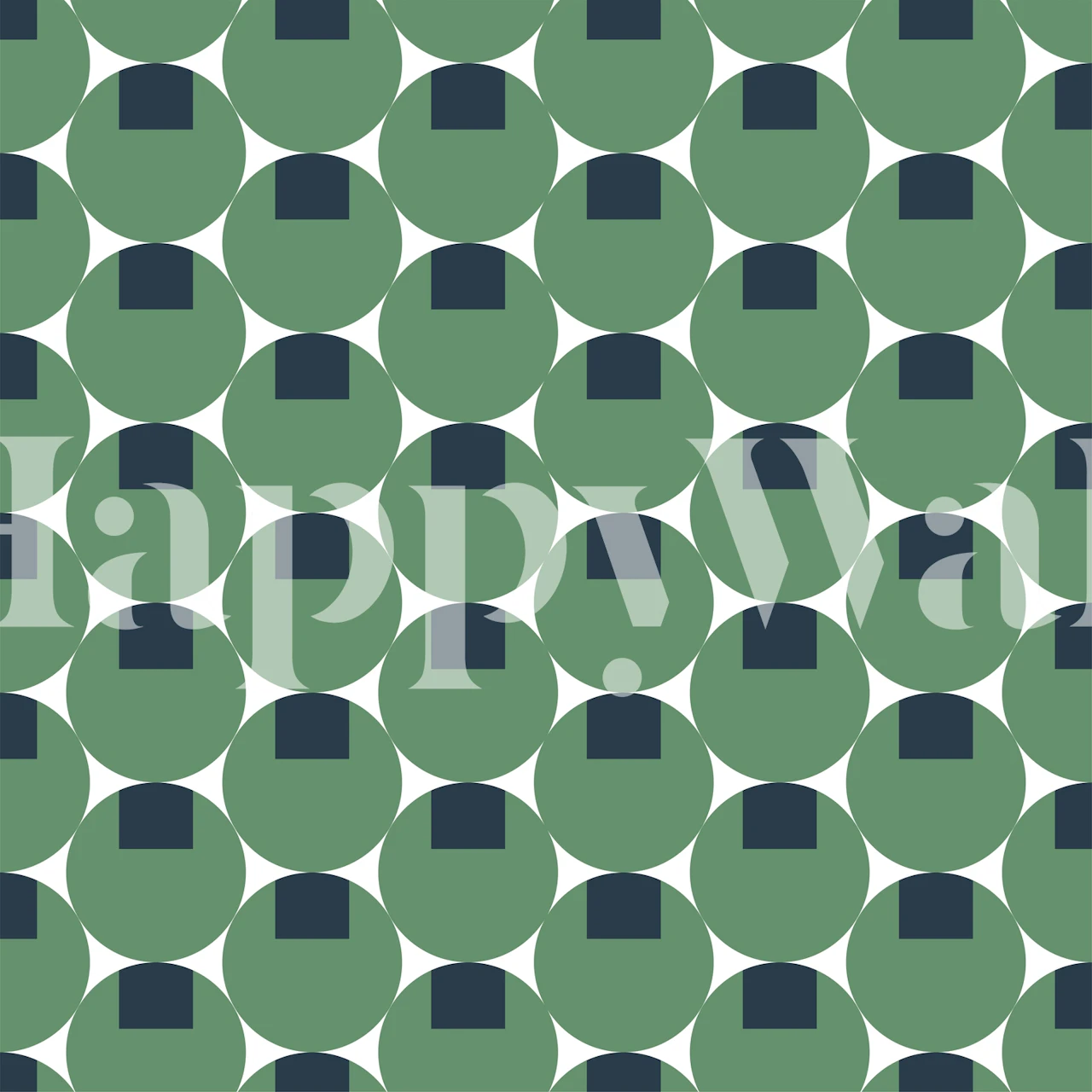 Green circle pattern with dark squares wallpaper