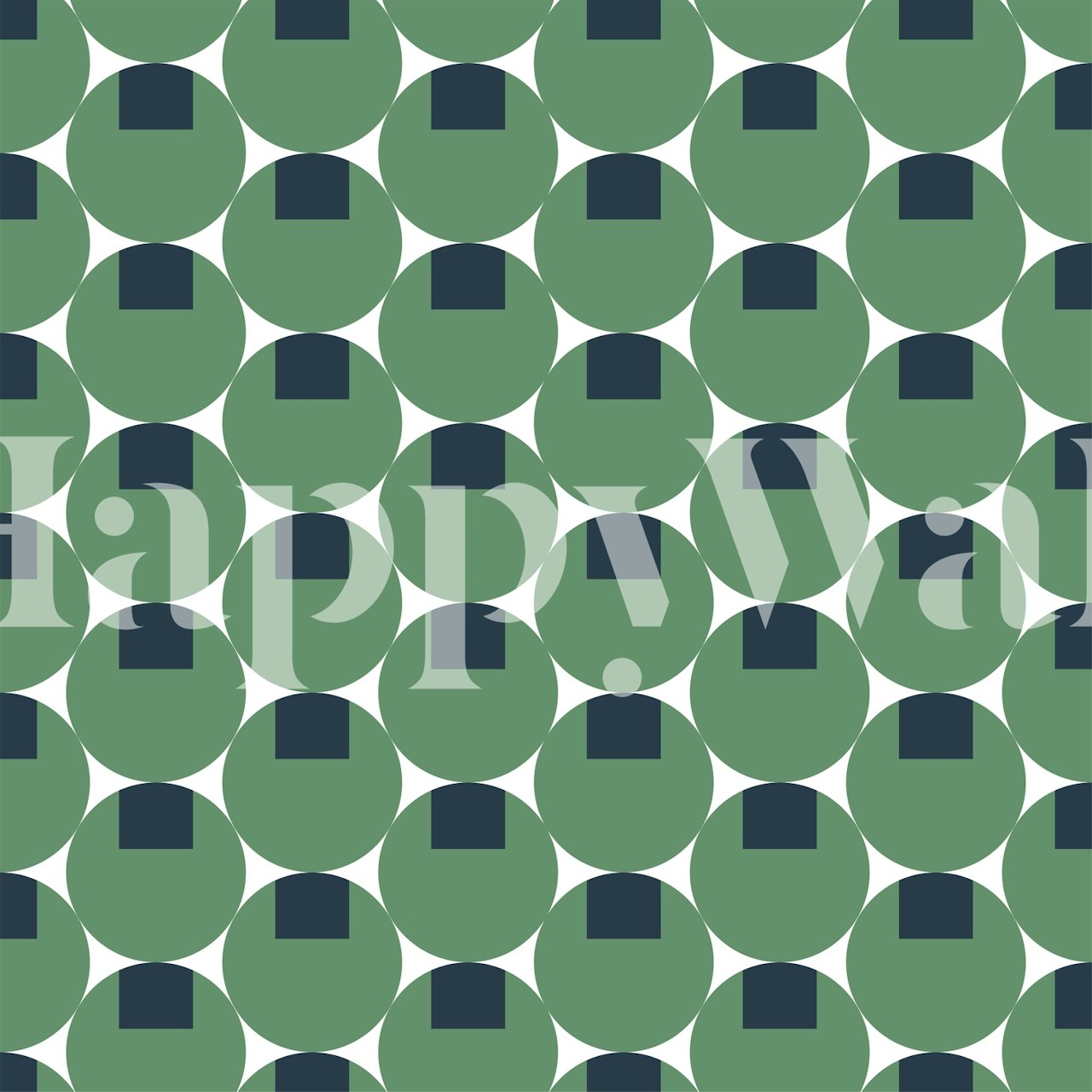 Green circle pattern with dark squares wallpaper