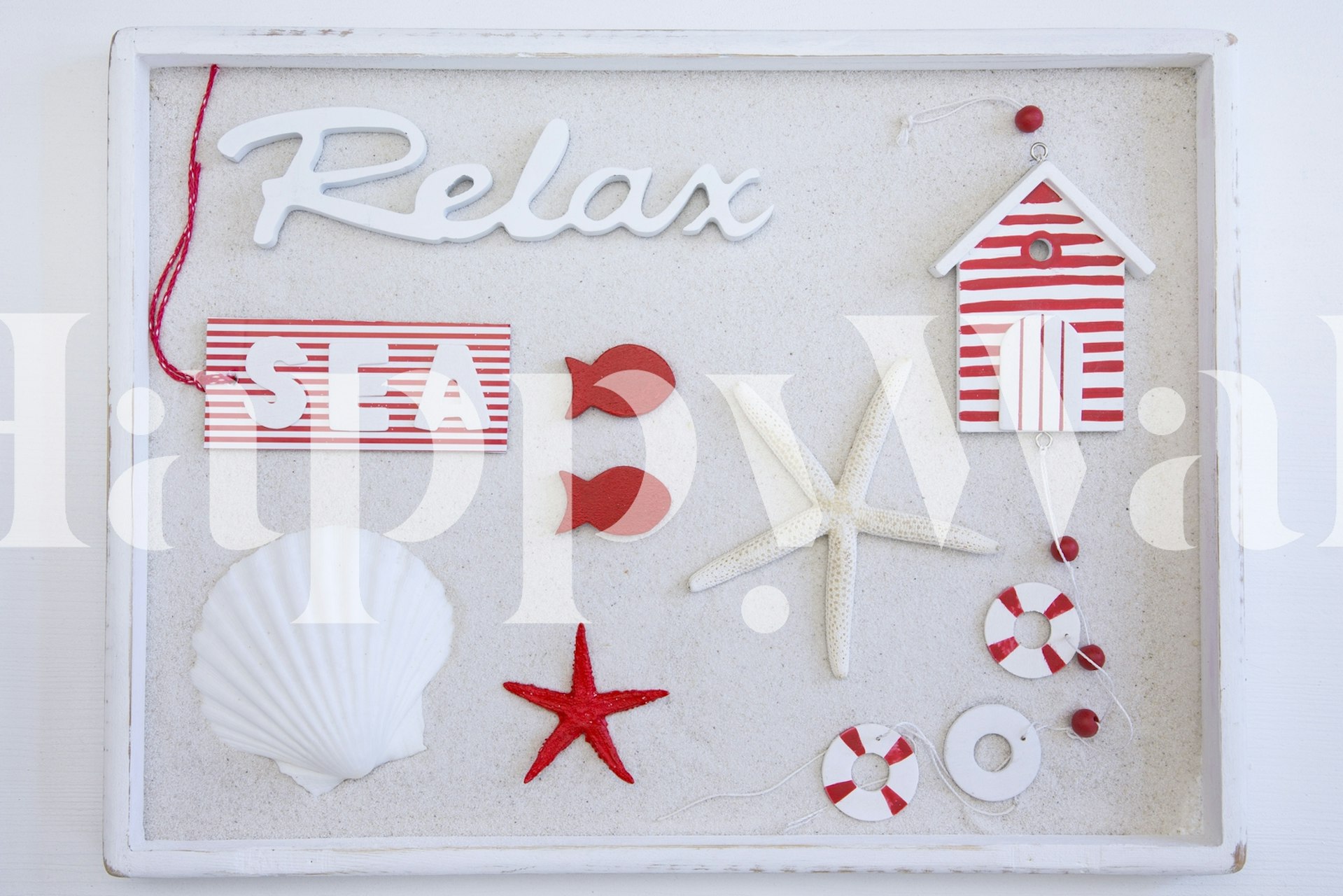 Nautical themed wallpaper featuring red and white coastal elements