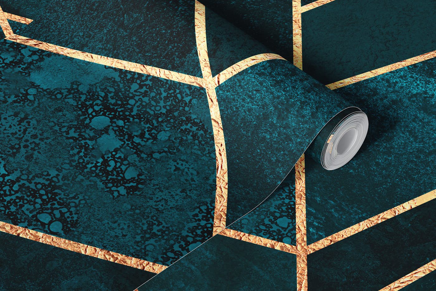 Deep Teal Stone wallpaper roll