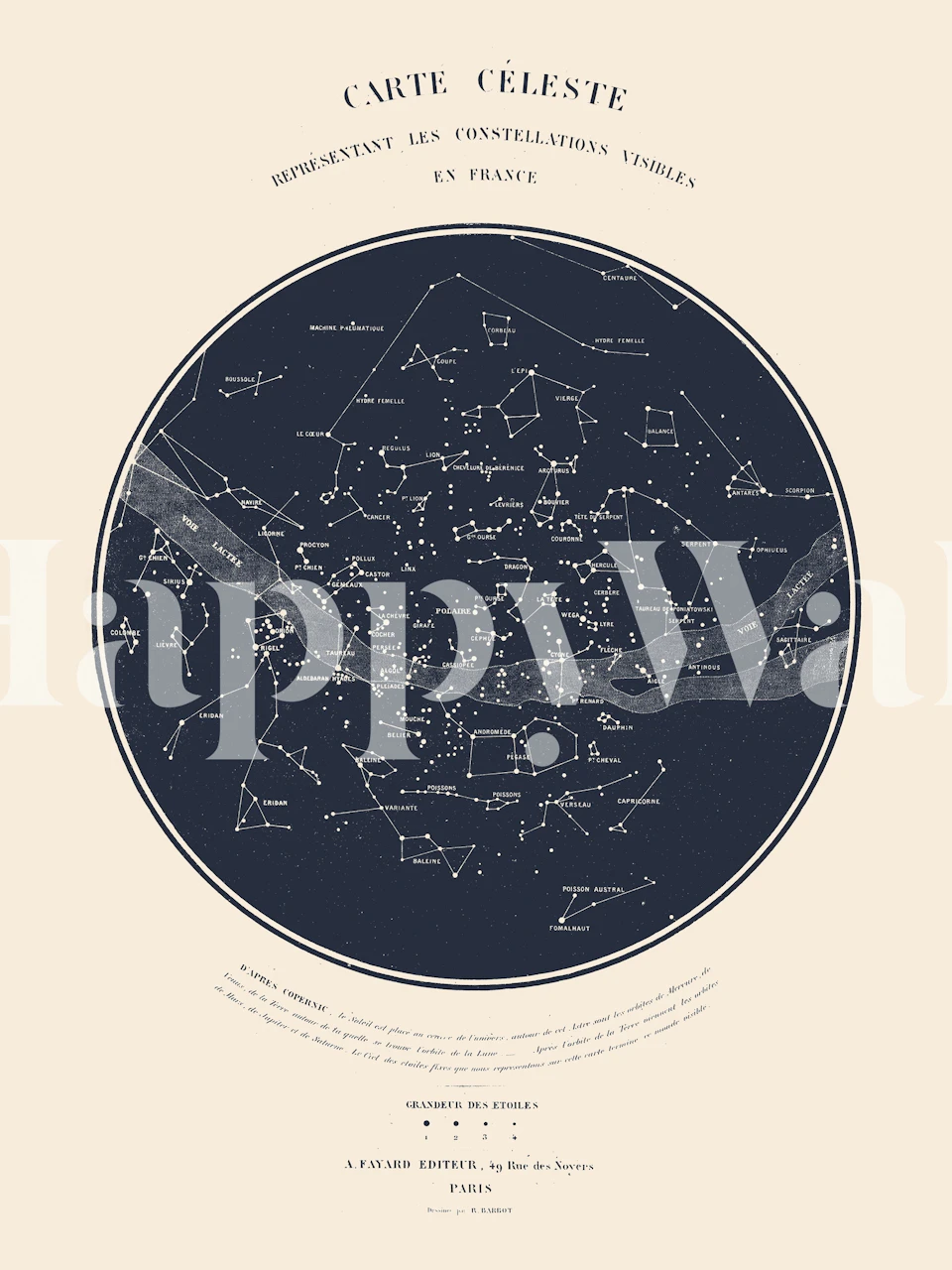 Carte Celeste - Aster papier peint dans un cadre de pièce