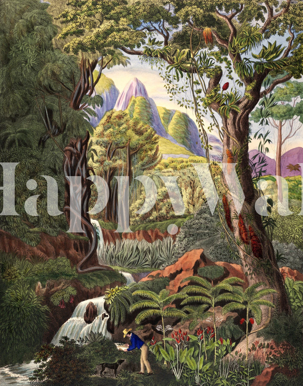 Nature-inspired wallpaper featuring lush greenery